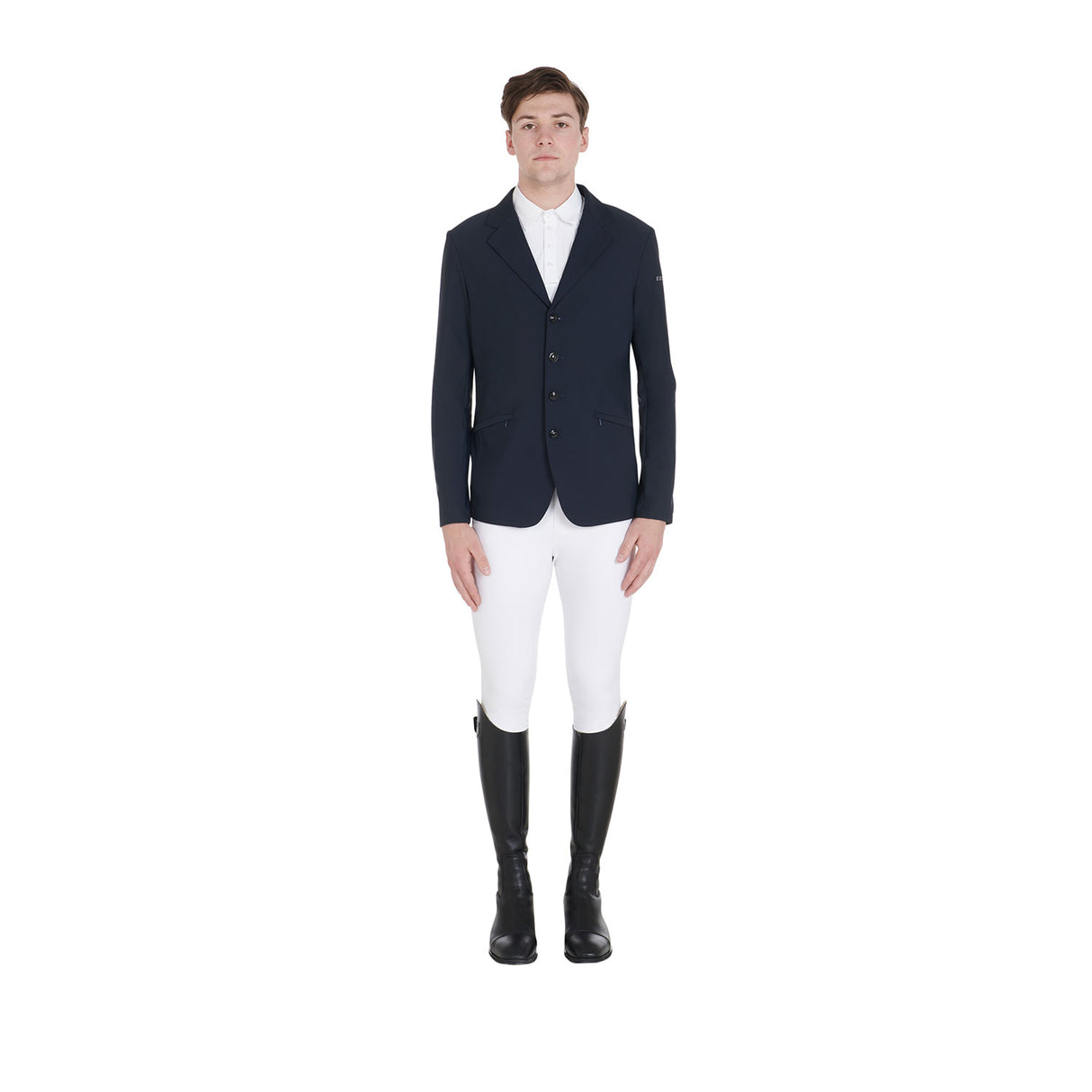 Equestro Men's Anatomical Four-Button Competition Jacket #colour_blue