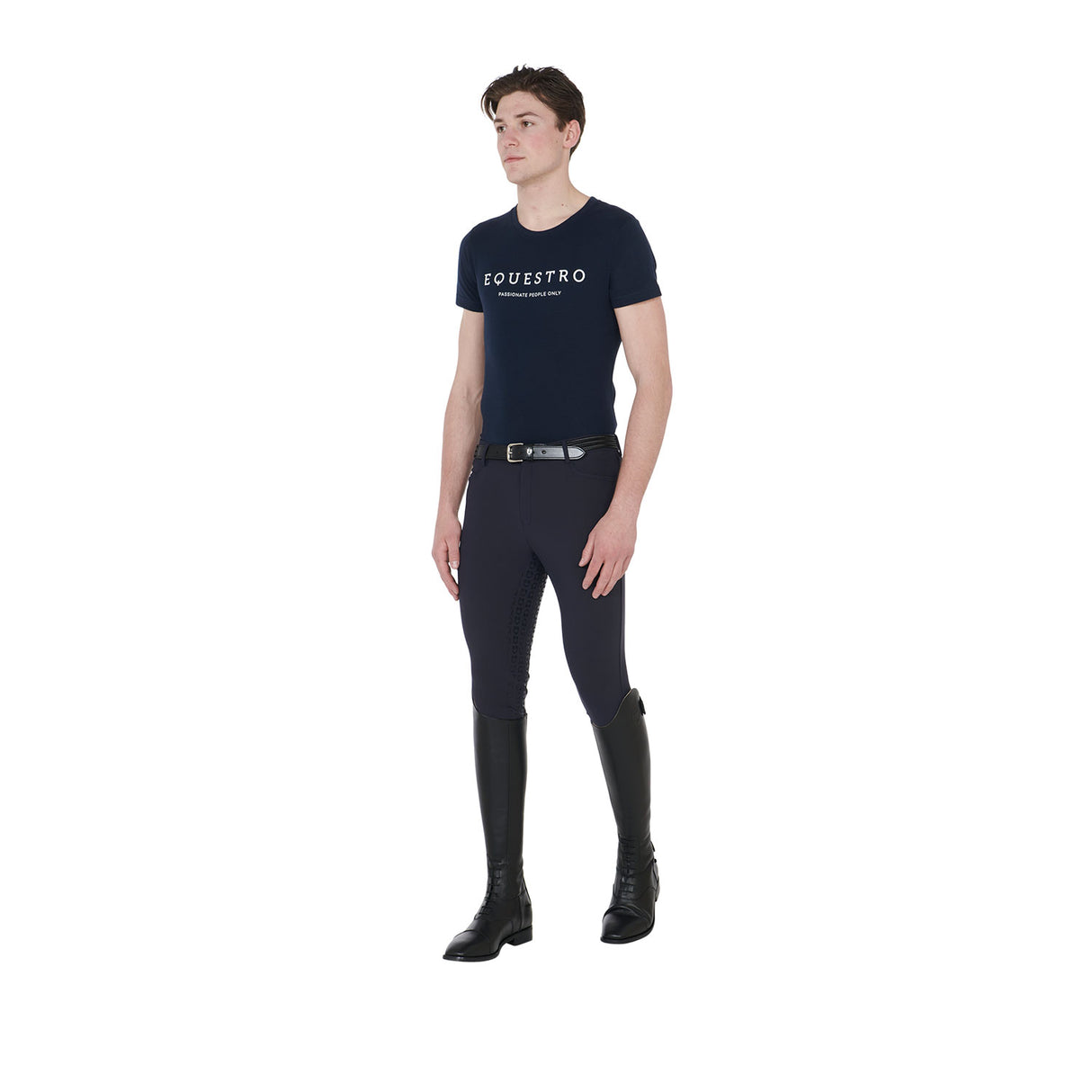 Equestro Men's Slim Fit T-Shirt With Contrasting Writing #colour_blue