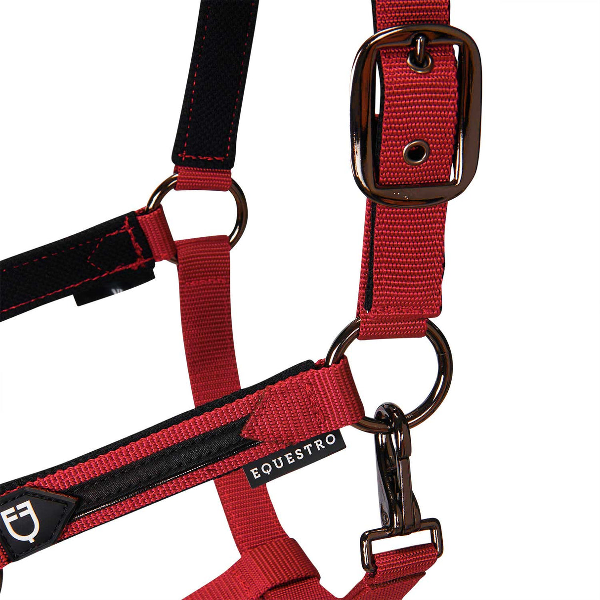 Equestro Durable Fleece Halter #colour_red
