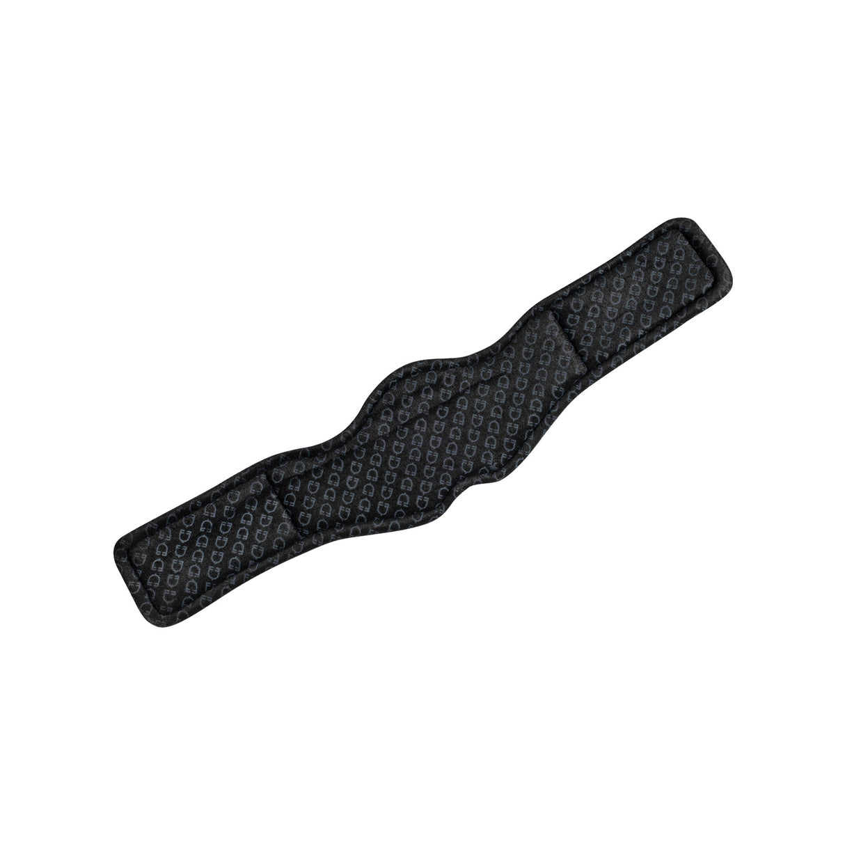 Equestro Shaped Dressage Girth In Leather With Engraved Logo #colour_black