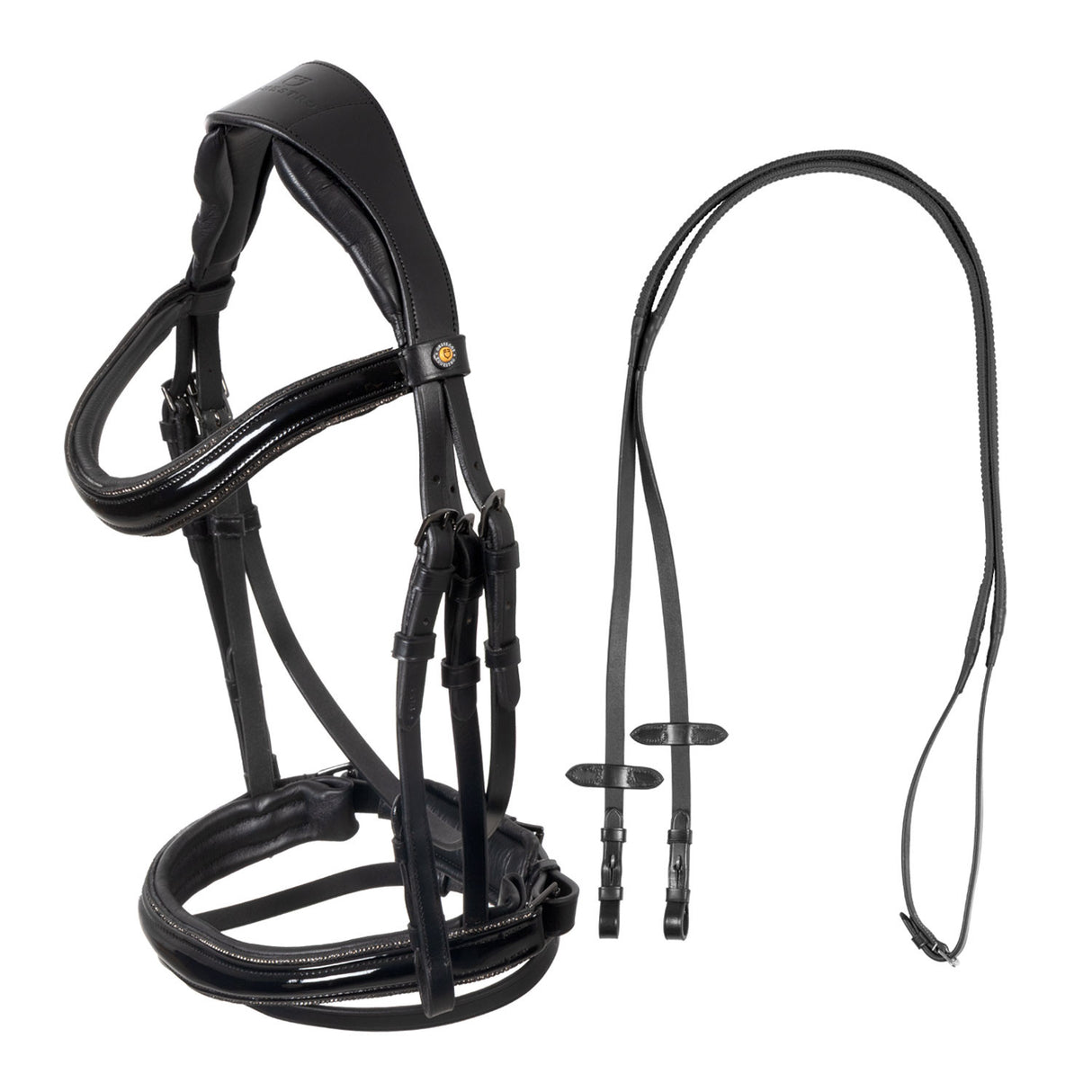 English bridle in polished leather with rhinestones