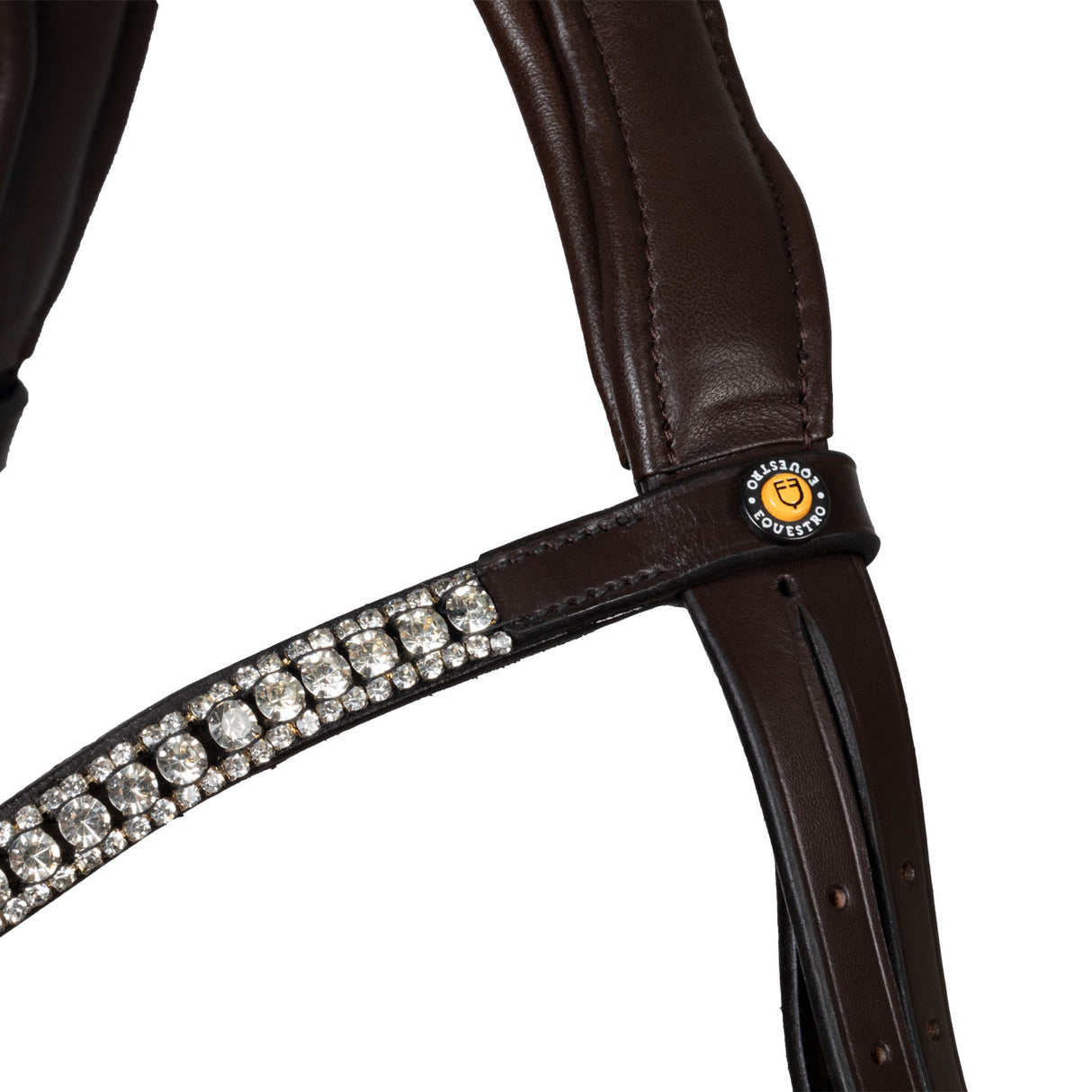 Black leather anatomical bridle with rhinestones