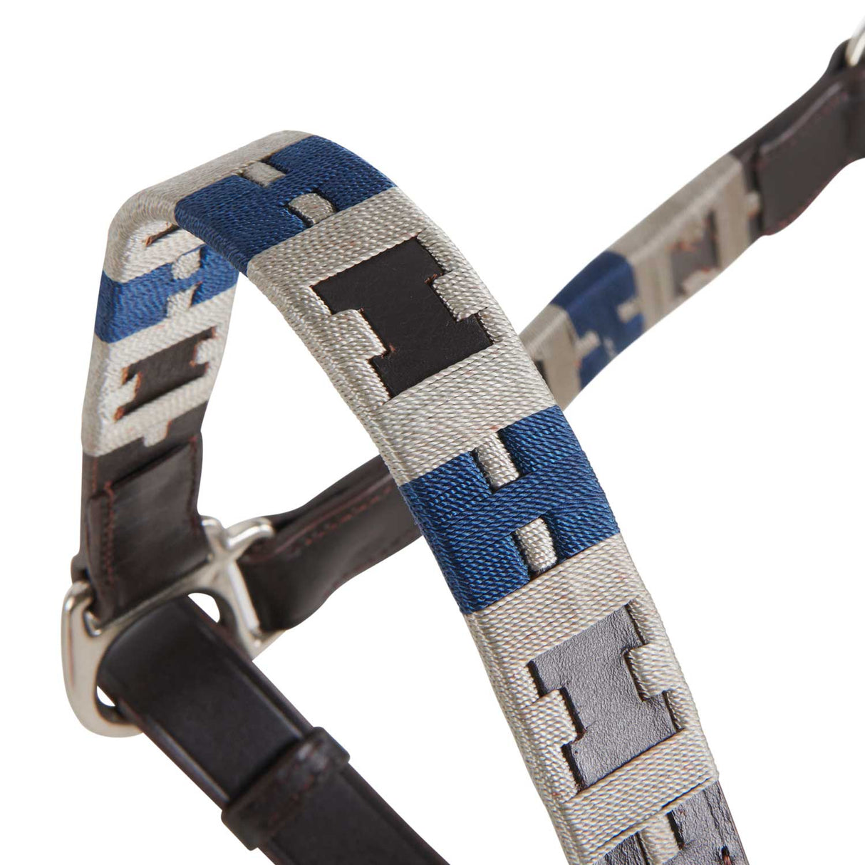 Equestro Leather Halter With Geometric Pattern #colour_brown