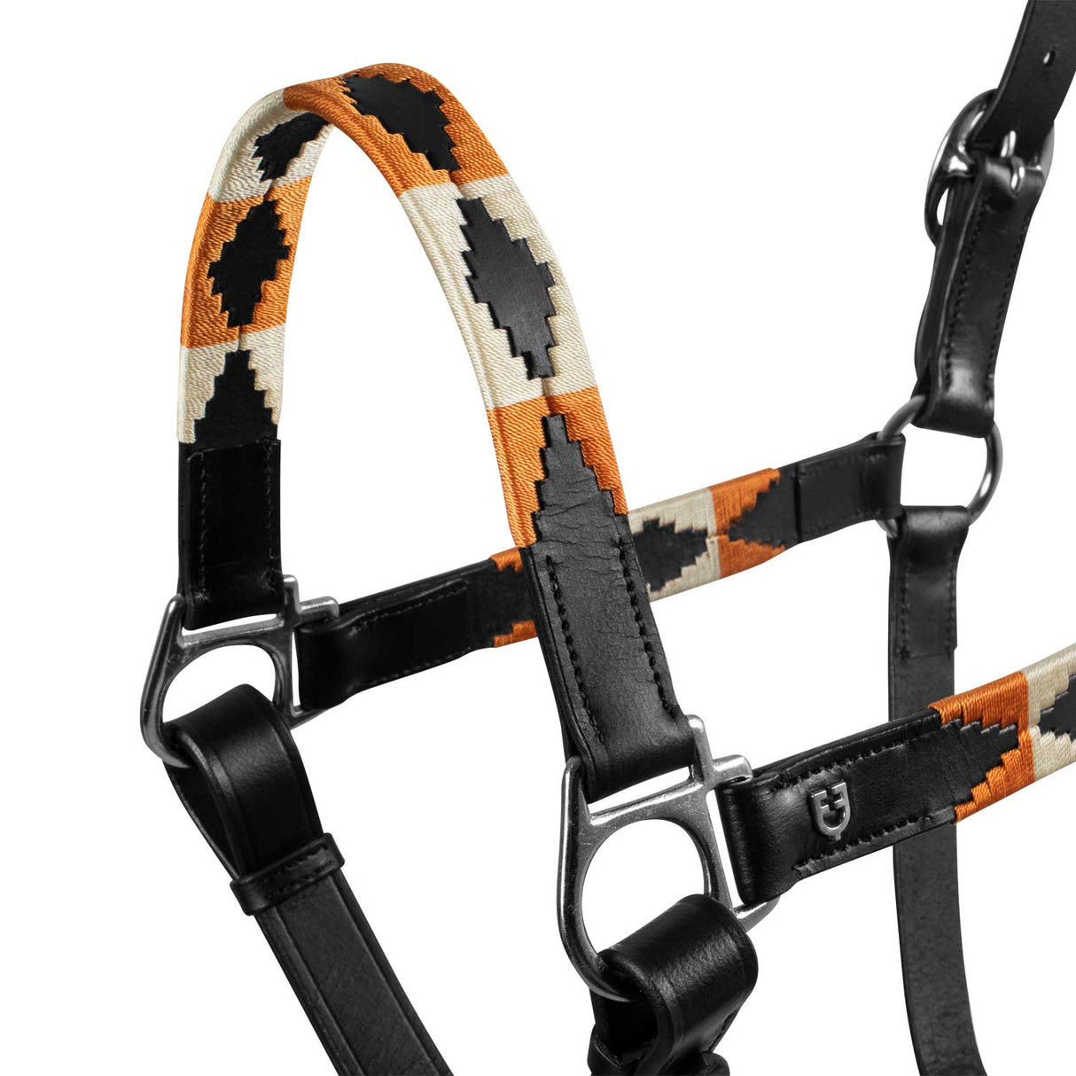 Equestro Leather Halter With Navajo Decorations #colour_black