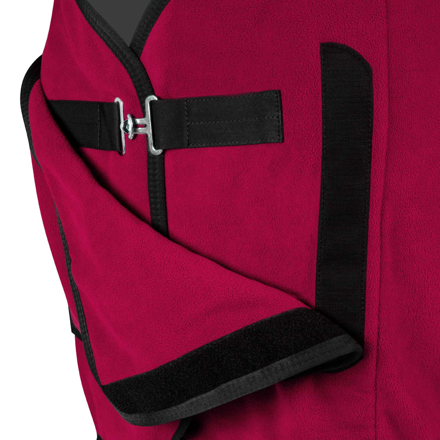 Equestro Fleece Rug With Flap Front Closure #colour_burgundy