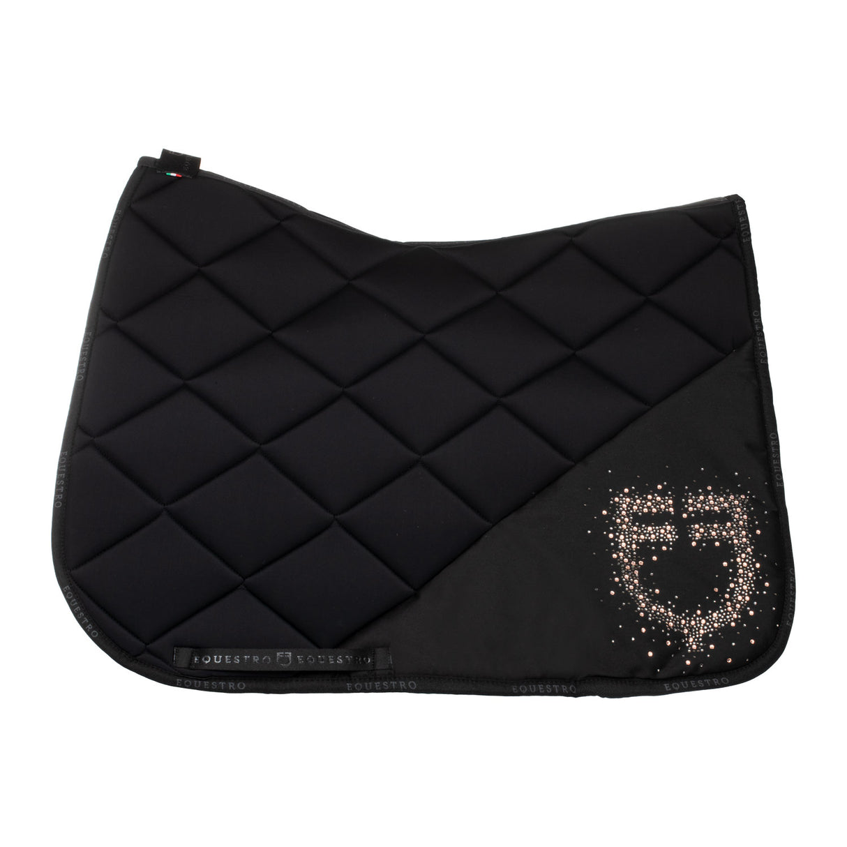 Equestro Dressage Saddle Pad Rhinestone Logo #colour_black