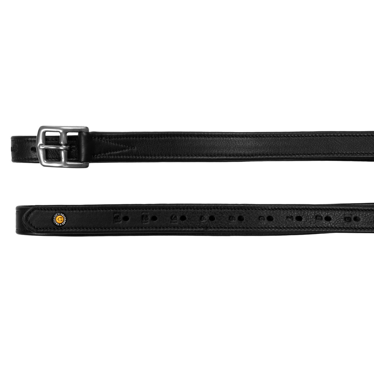 Equestro Leather Stirrup Leathers With Numbered Holes #colour_black