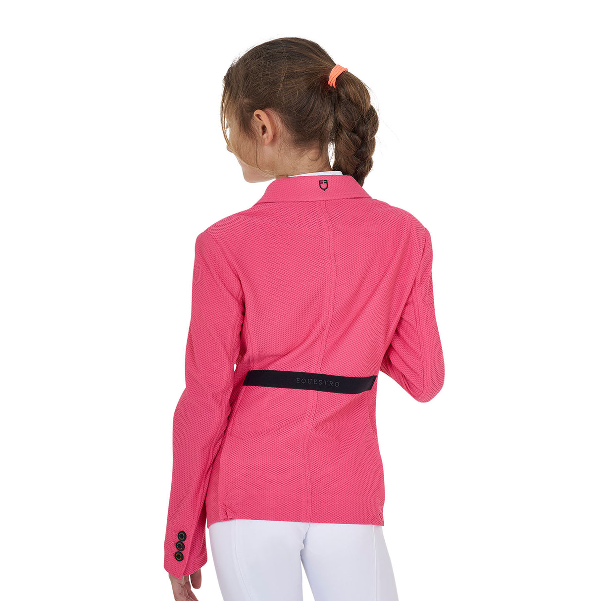 Equestro Girls' Three-Button Competition Jacket Perforated Fabric