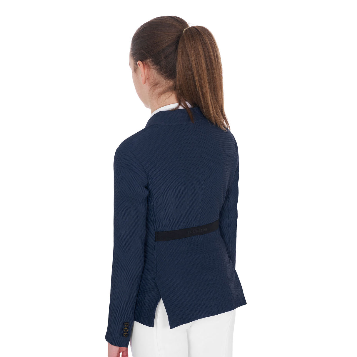 Equestro Girls' Three-Button Competition Jacket Perforated Fabric