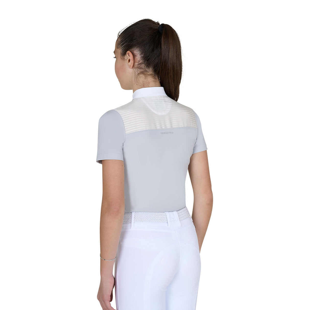 Girls' slim fit competition polo shirt with silk-like fabric inserts