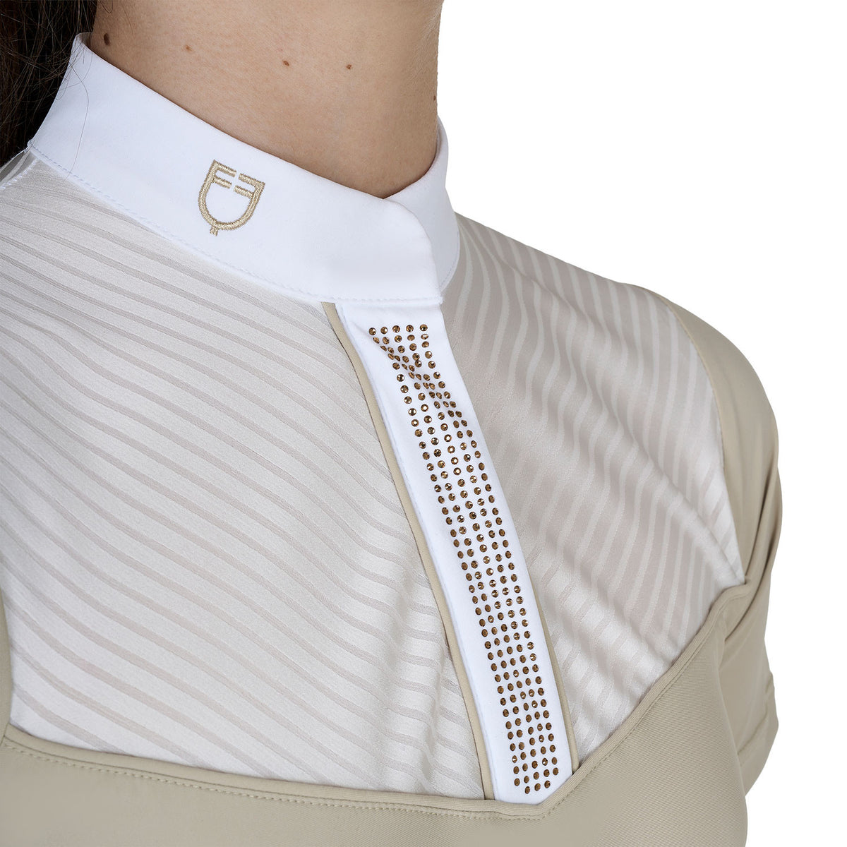 Girls' slim fit competition polo shirt with silk-like fabric inserts