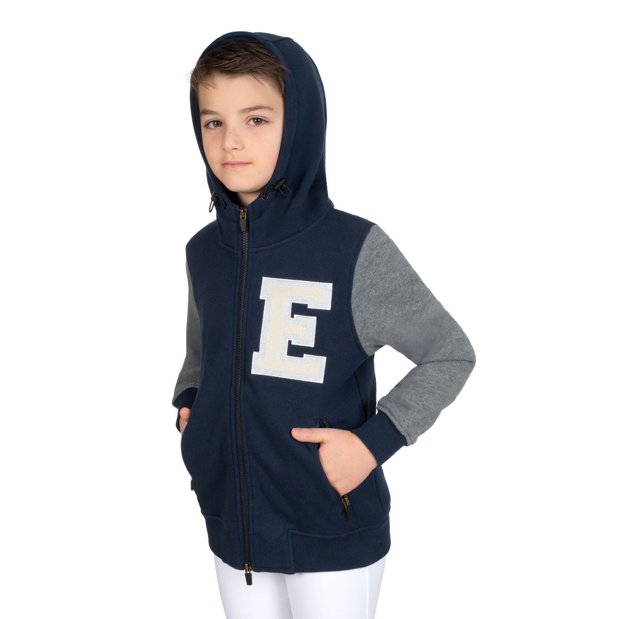 Boys' institutional two-tone hoodie with front zip