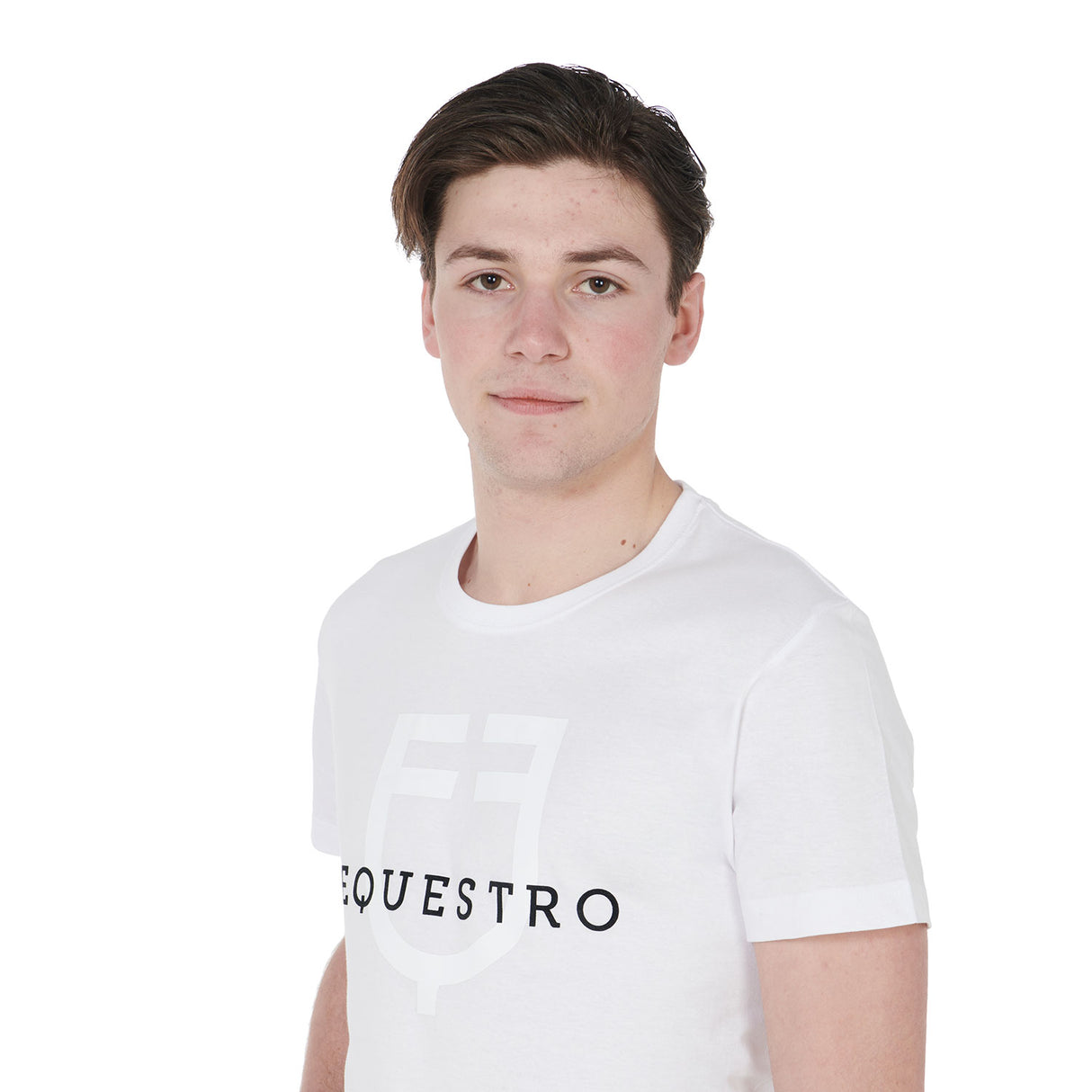 Equestro Men's Slim Fit T-Shirt With Logo On The Chest #colour_white