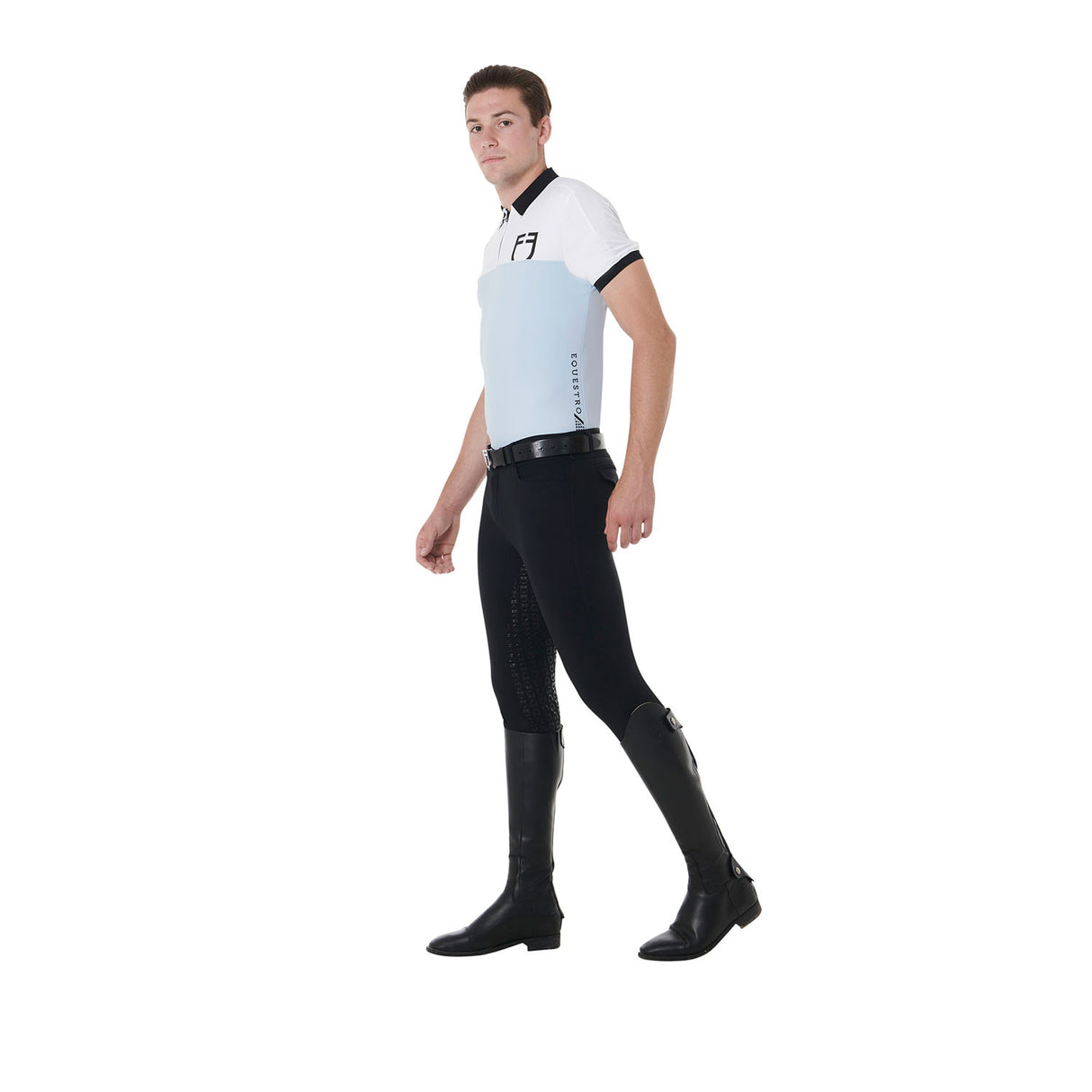 Men's slim fit training polo shirt with front logo