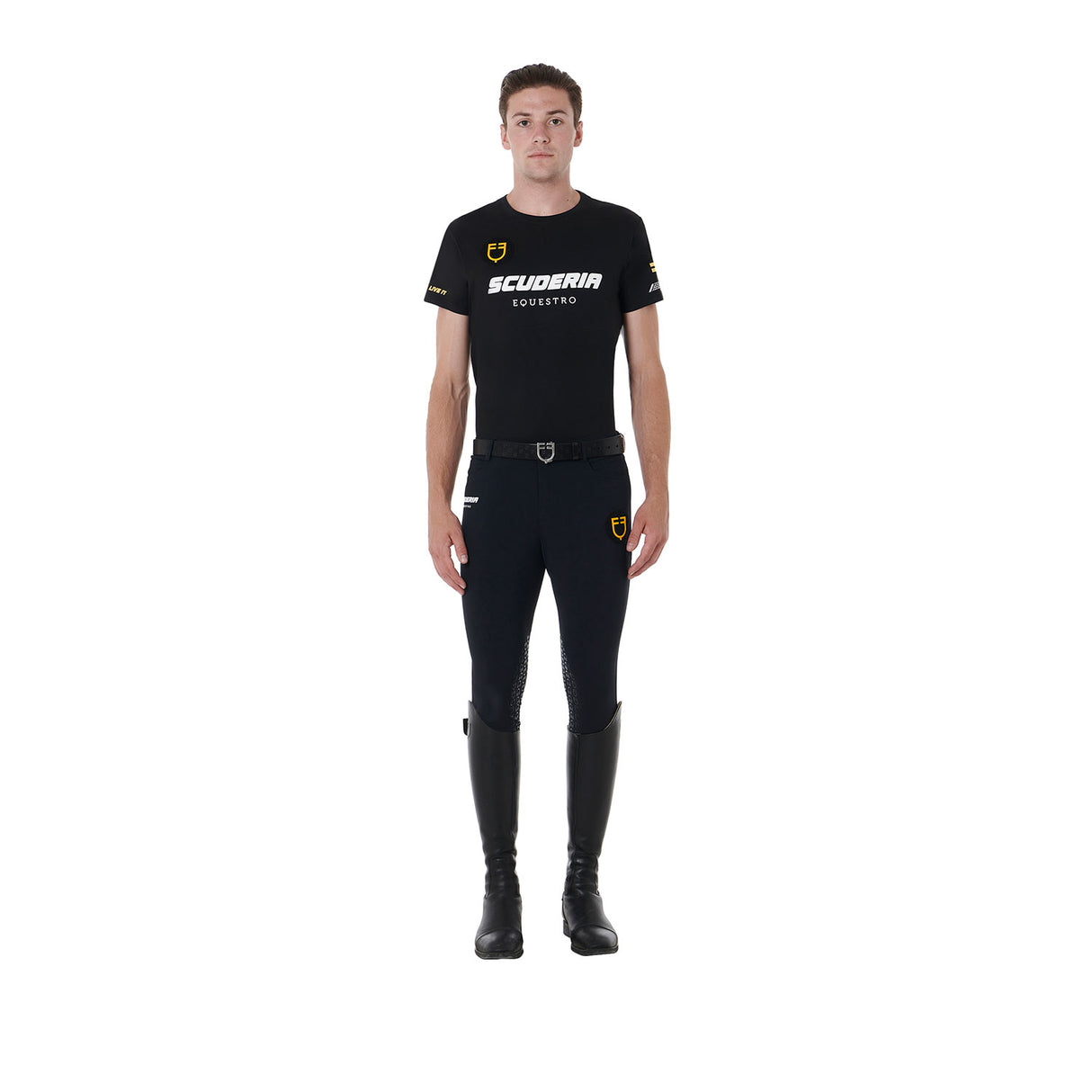 Equestro Scuderia Equestro Men's Stretch Cotton T-Shirt #colour_black