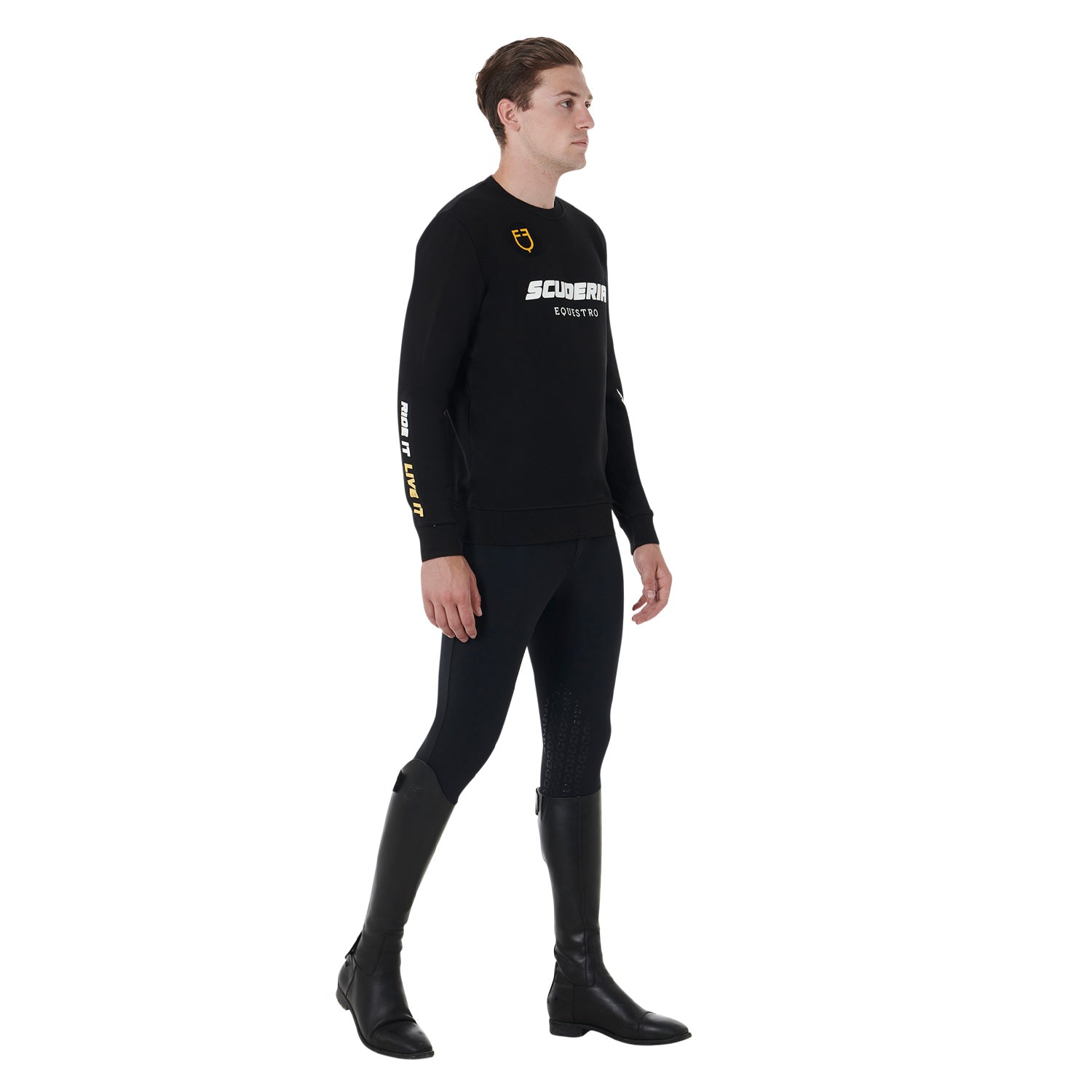 Equestro Scuderia Equestro Men's Knee Grip Breeches #colour_black