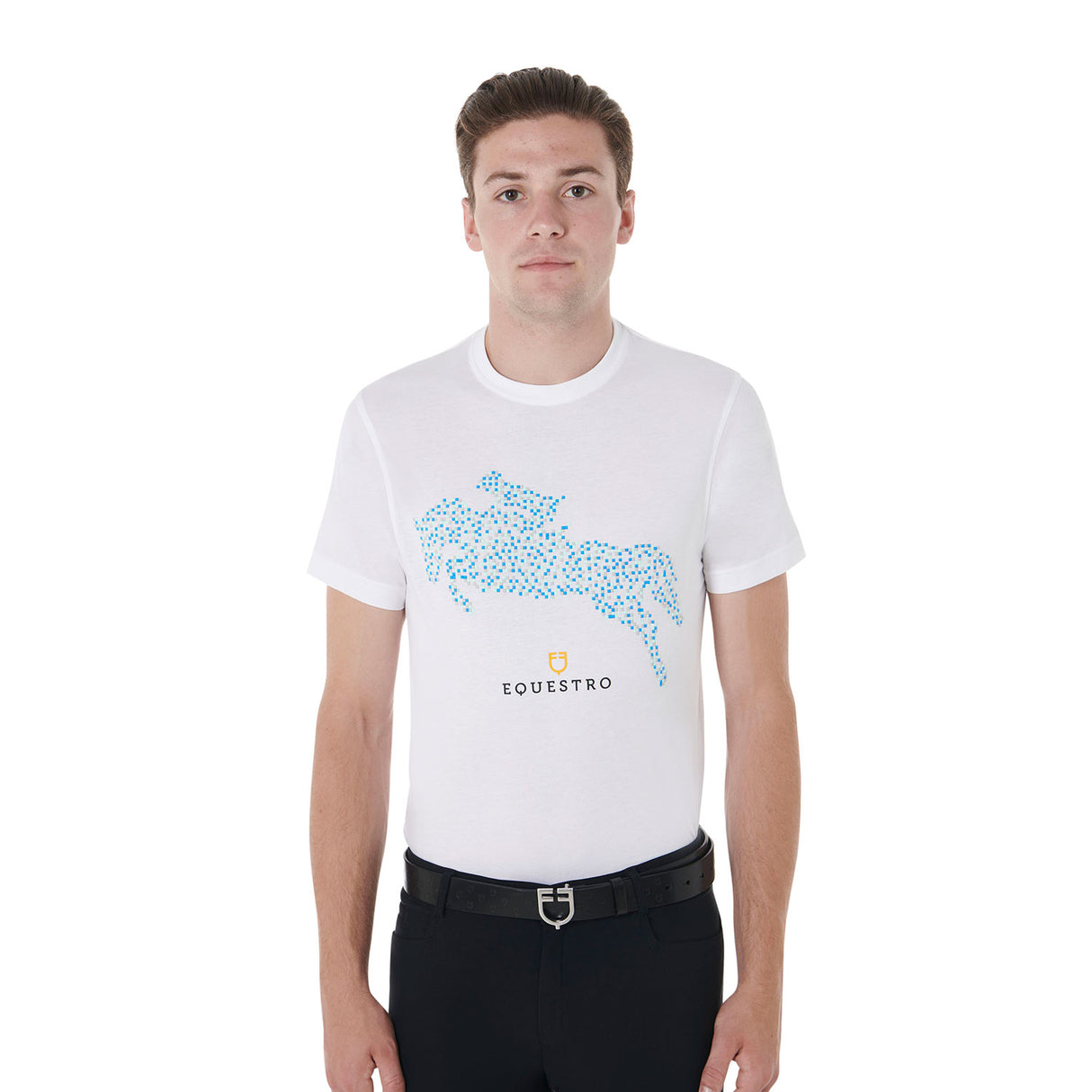 Equestro Men's Slim Fit Jump Print Cotton T-Shirt #colour_white
