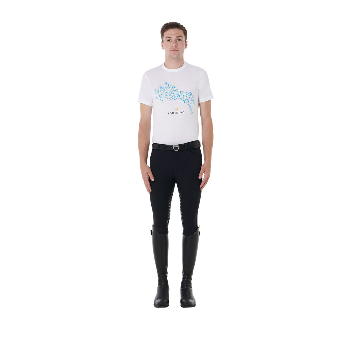 Equestro Men's Slim Fit Jump Print Cotton T-Shirt #colour_white