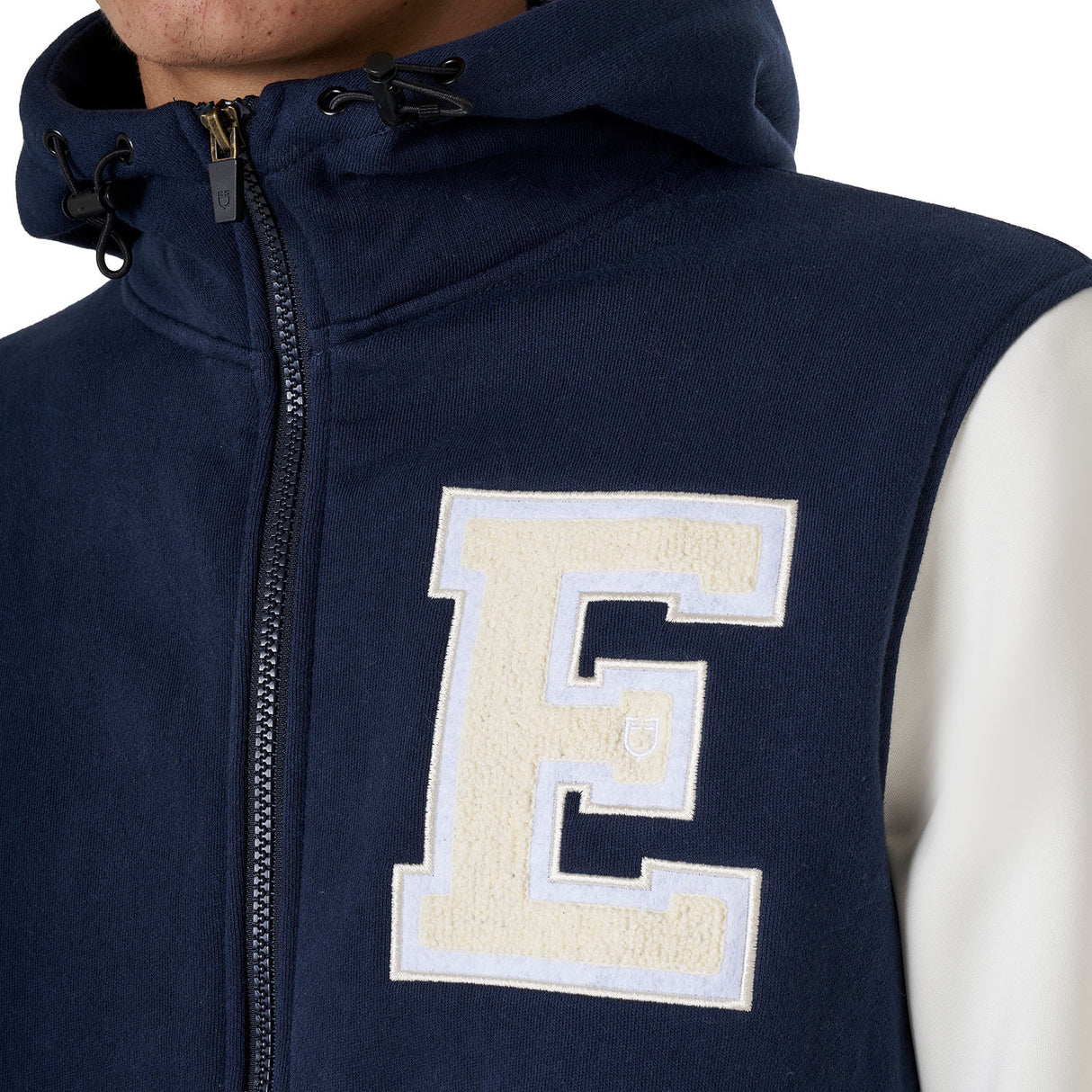 Men's institutional two-tone hoodie with front zip