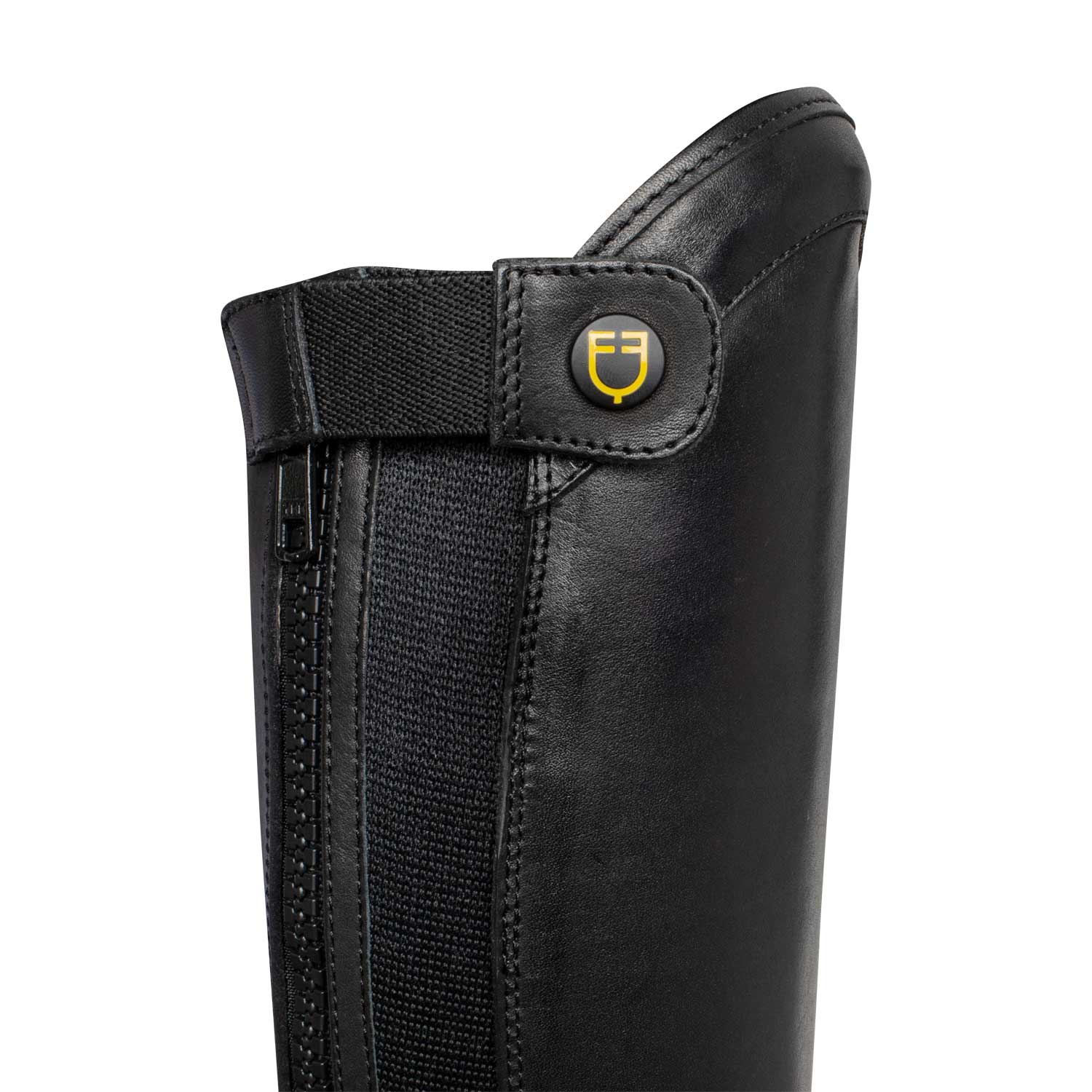 Equestro Unisex Chaps With Back Zip And Elastic Band #colour_black