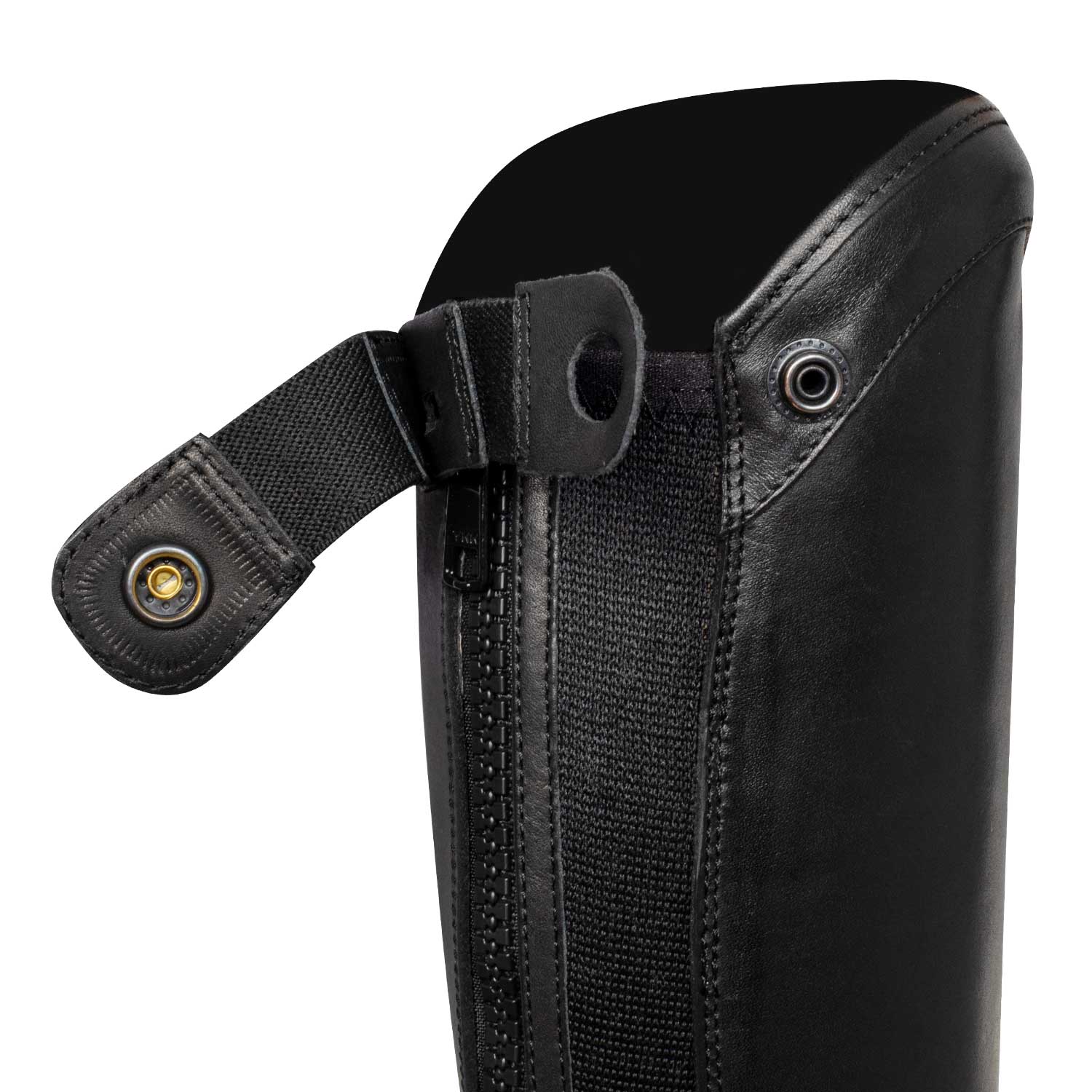 Equestro Unisex Chaps With Back Zip And Elastic Band #colour_black