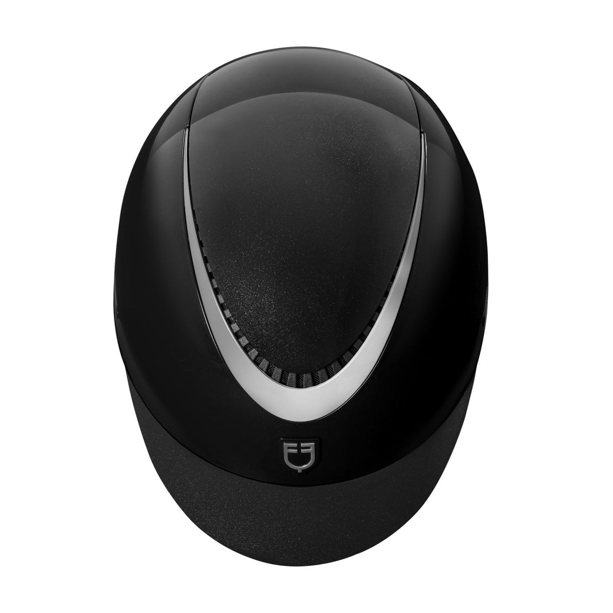 Glossy helmet with eco-leather strap and narrow visor homologation EN 1384-2023