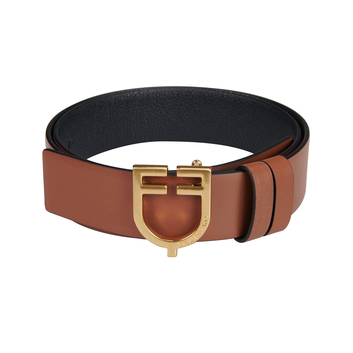 Equestro Double Face Smooth Leather Belt #colour_black-brown-gold