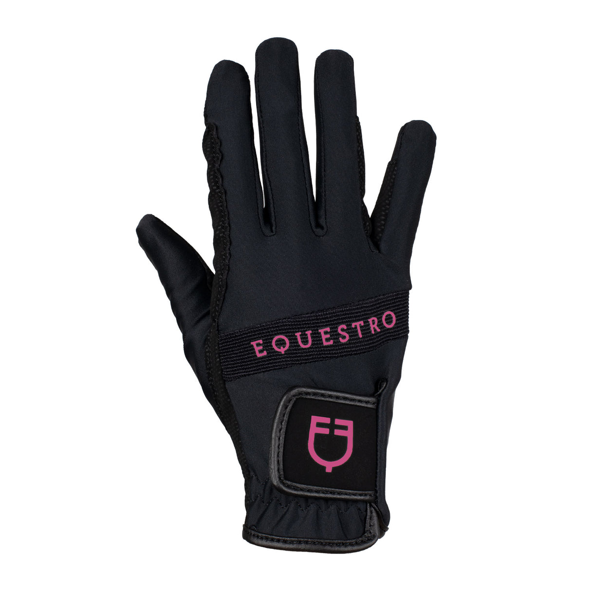 Equestro Gloves In Technical Fabric With Multicolor Logo #colour_black-pink