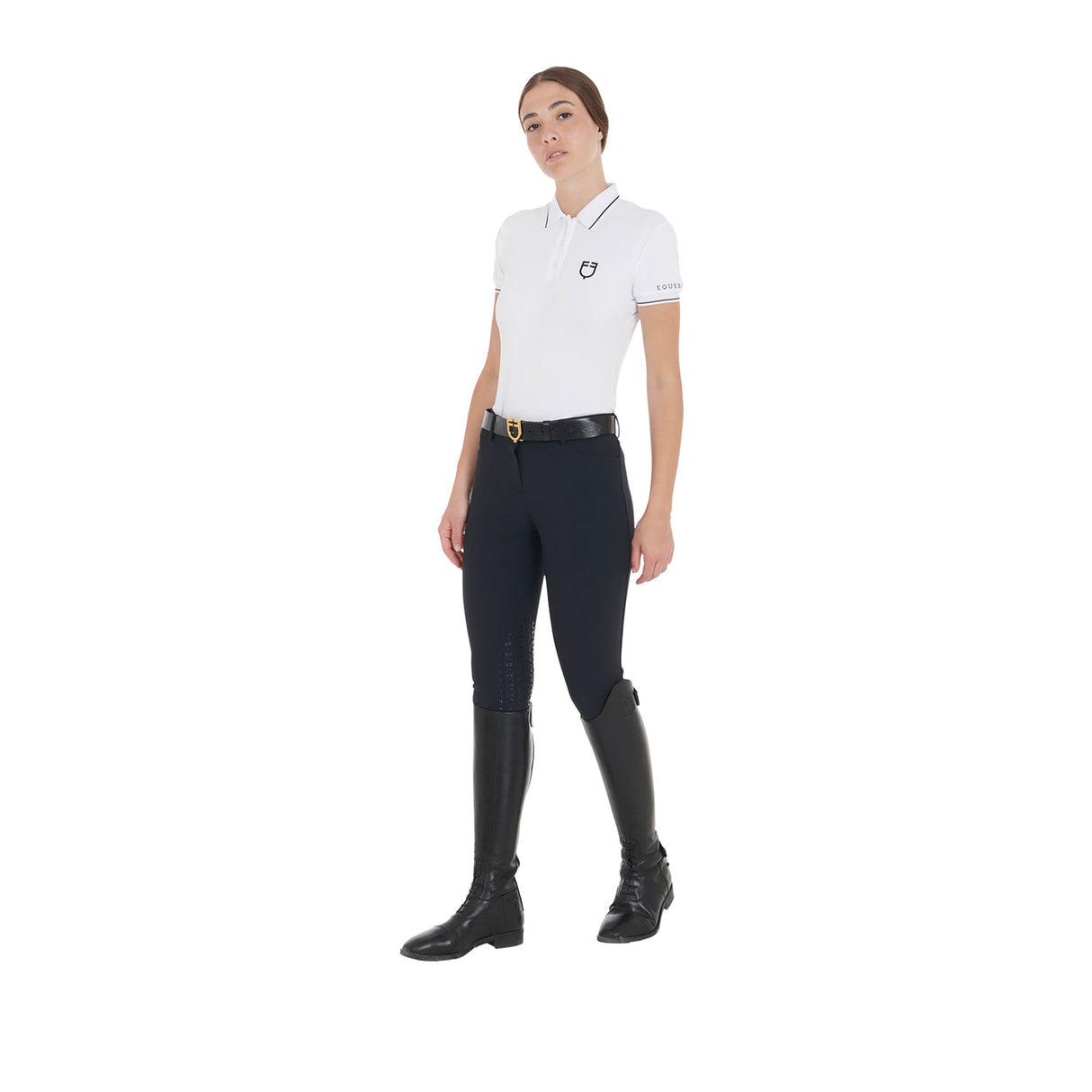 Equestro Women's Slim Fit Polo Shirt In Breathable Fabric #colour_white