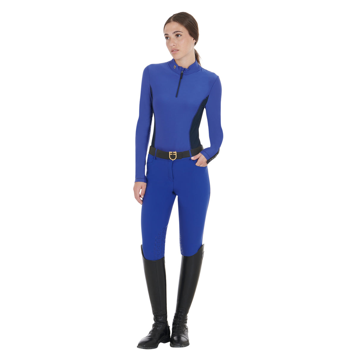 Equestro Women's Long-Sleeved Training Technical Polo Shirt