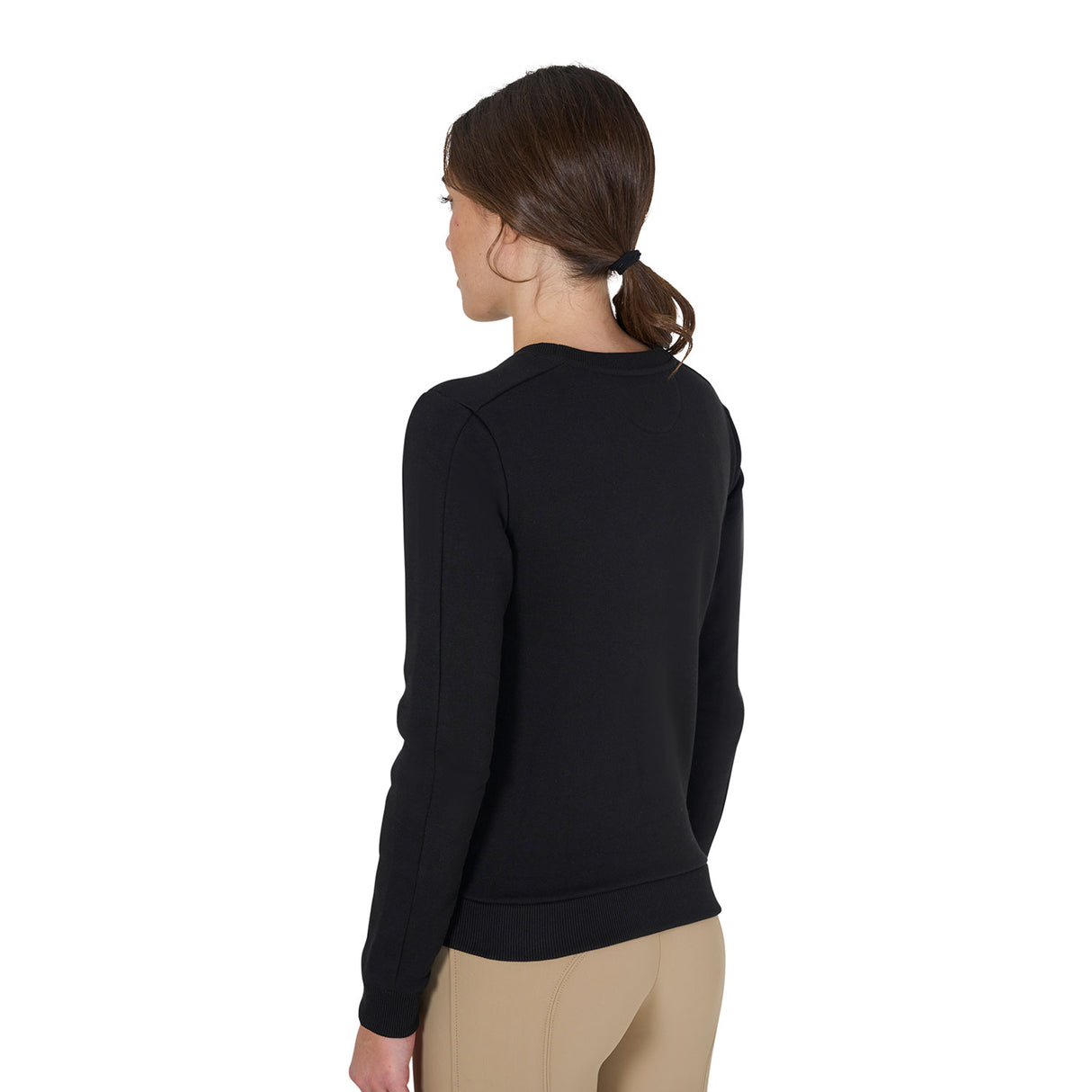 Equestro Women's Crewneck Sweatshirt With Printed Logo #colour_black