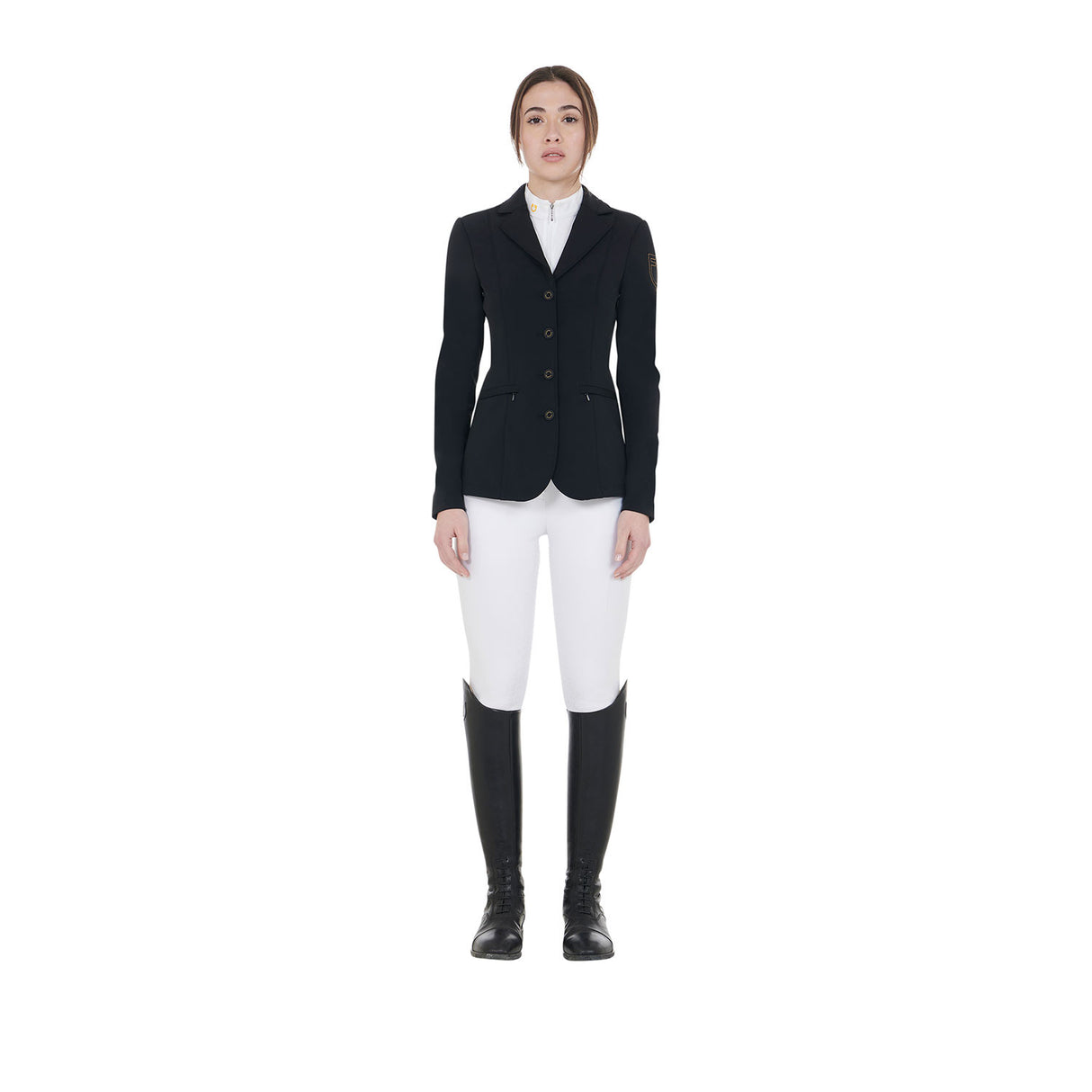 Women's competition jacket with contrasting embroidered logo
