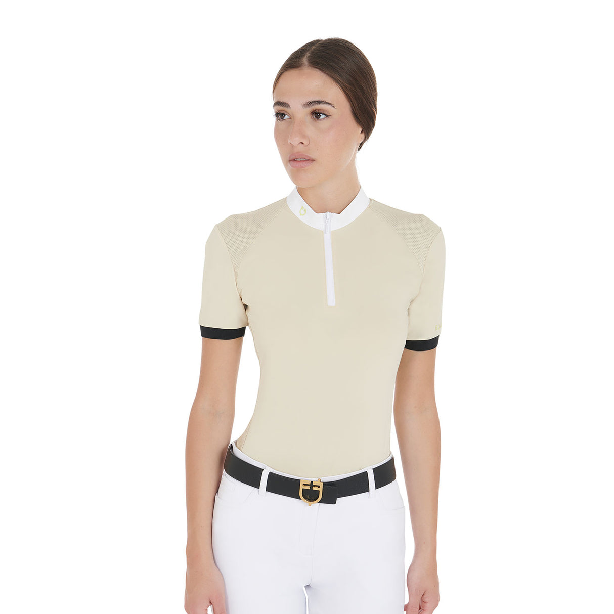 Equestro Women's Slim Fit Polo Shirt With Contrasting Shoulder Inserts