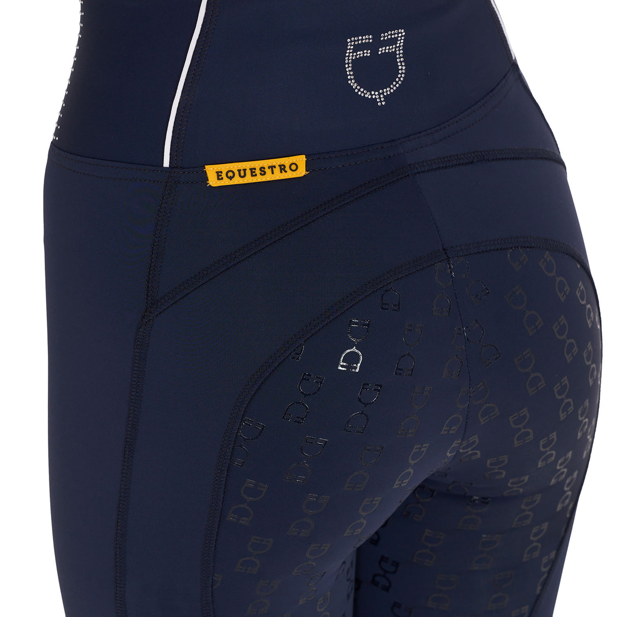 Equestro Women's Slim Fit High-Waisted Leggings with Rhinestones