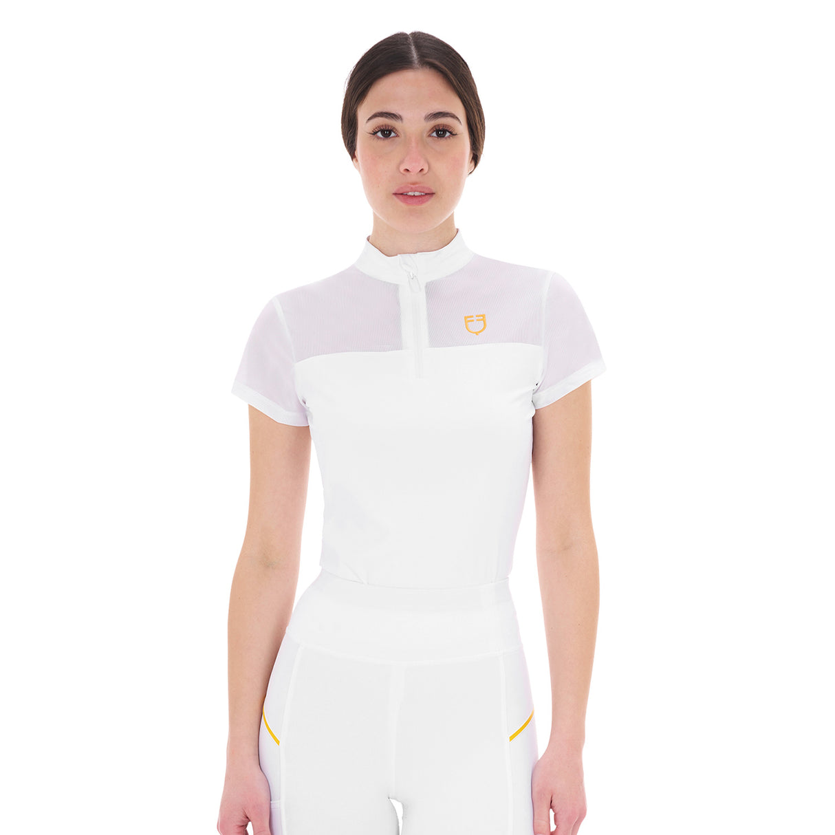 Equestro Women's Training Polo Shirt With Mesh Inserts #colour_white