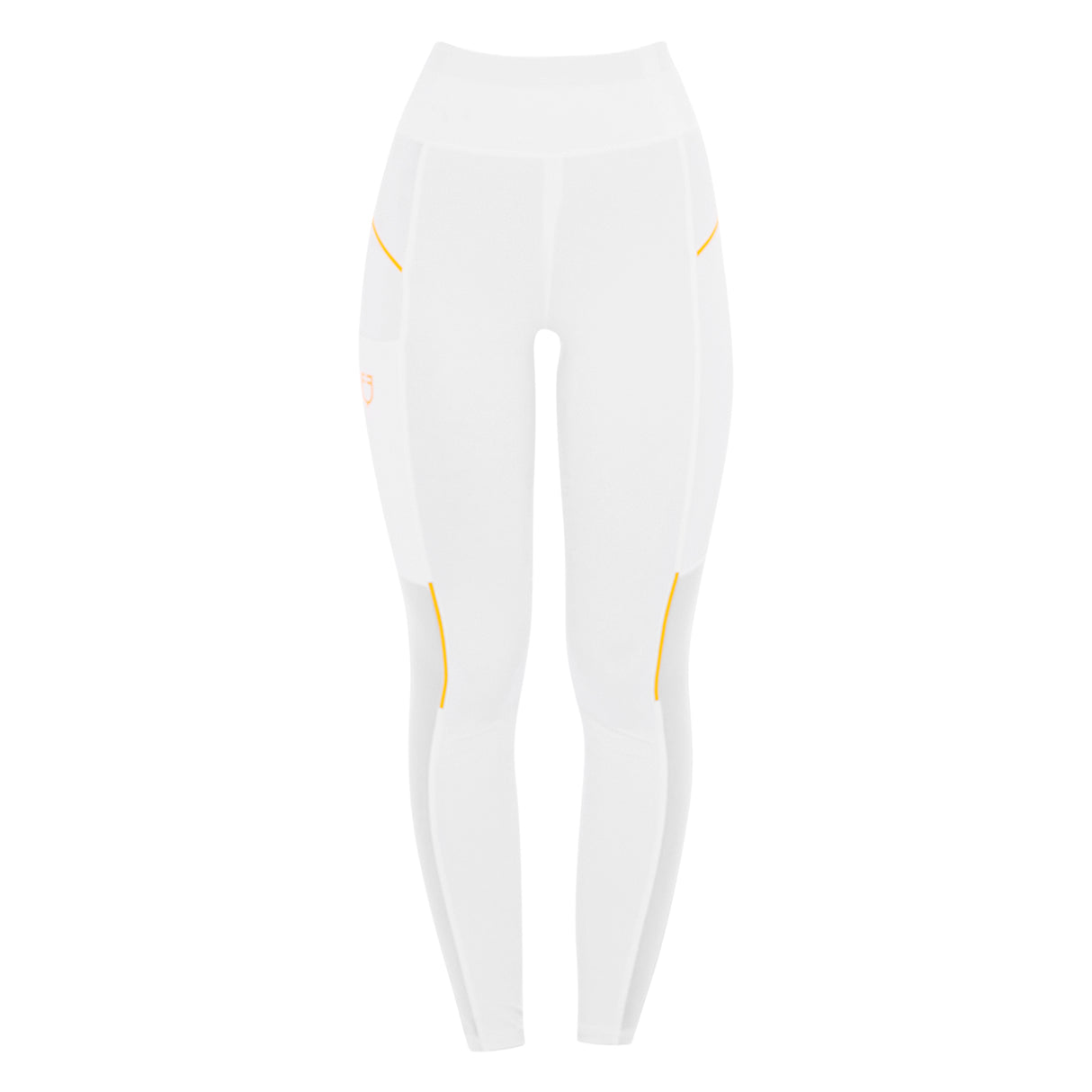 Equestro Women's Slim Fit Leggings with Micro Mesh Inserts #colour_white