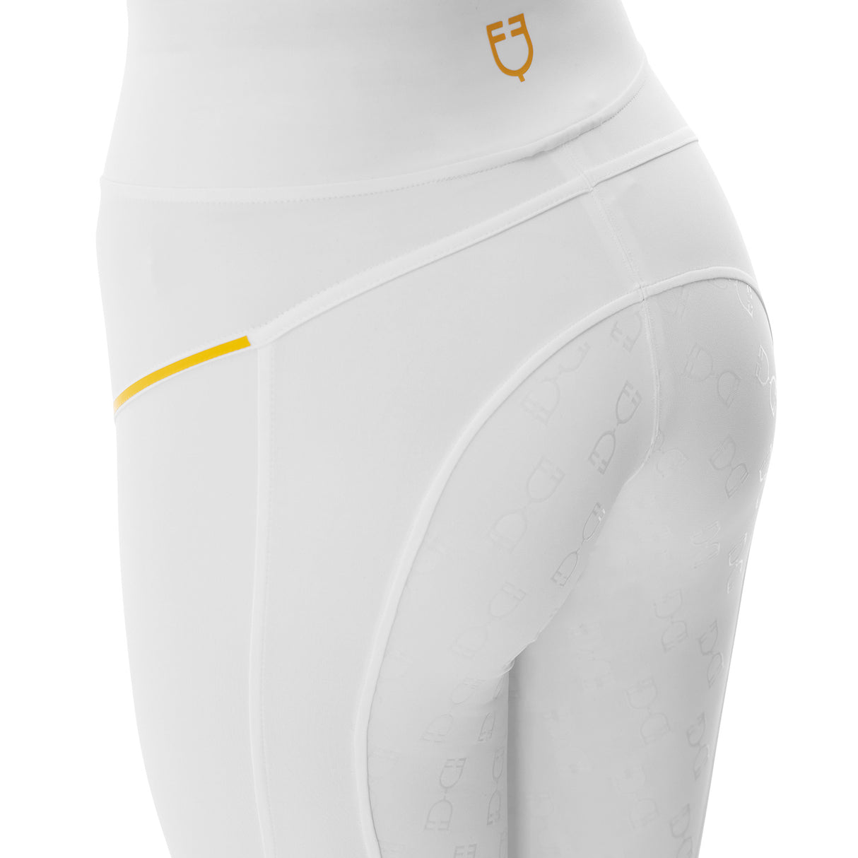 Equestro Women's Slim Fit Leggings with Micro Mesh Inserts #colour_white