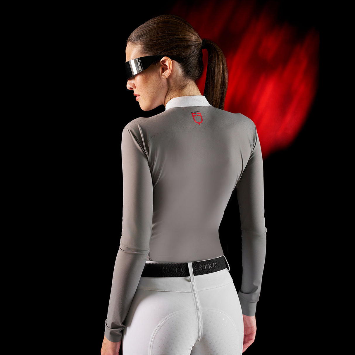 Equestro Ridertechnology women's competition polo shirt long sleeves and zip