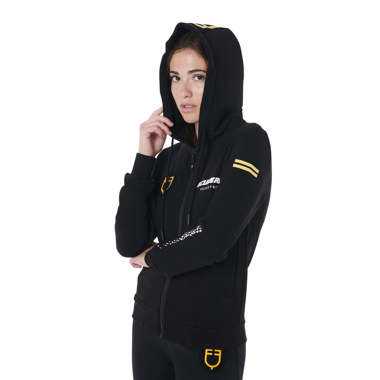 Equestro Scuderia Equestro Women's Hooded Sweatshirt French Terry #colour_black