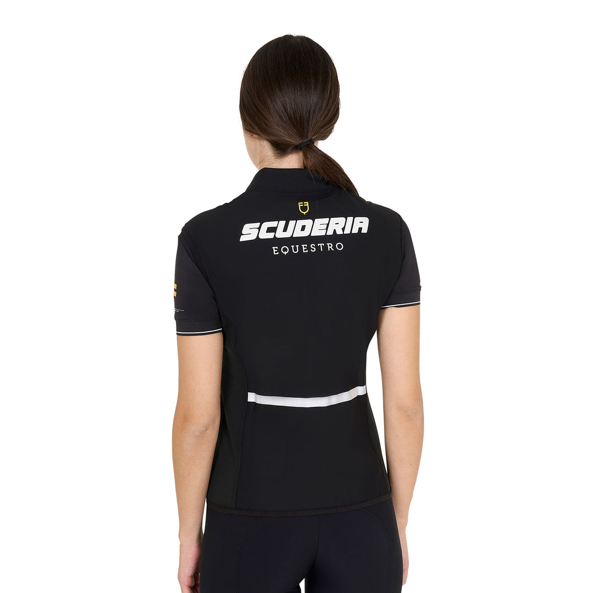 Equestro Women's Slim Fit Vest Scuderia Collection In Technical Fabric #colour_black