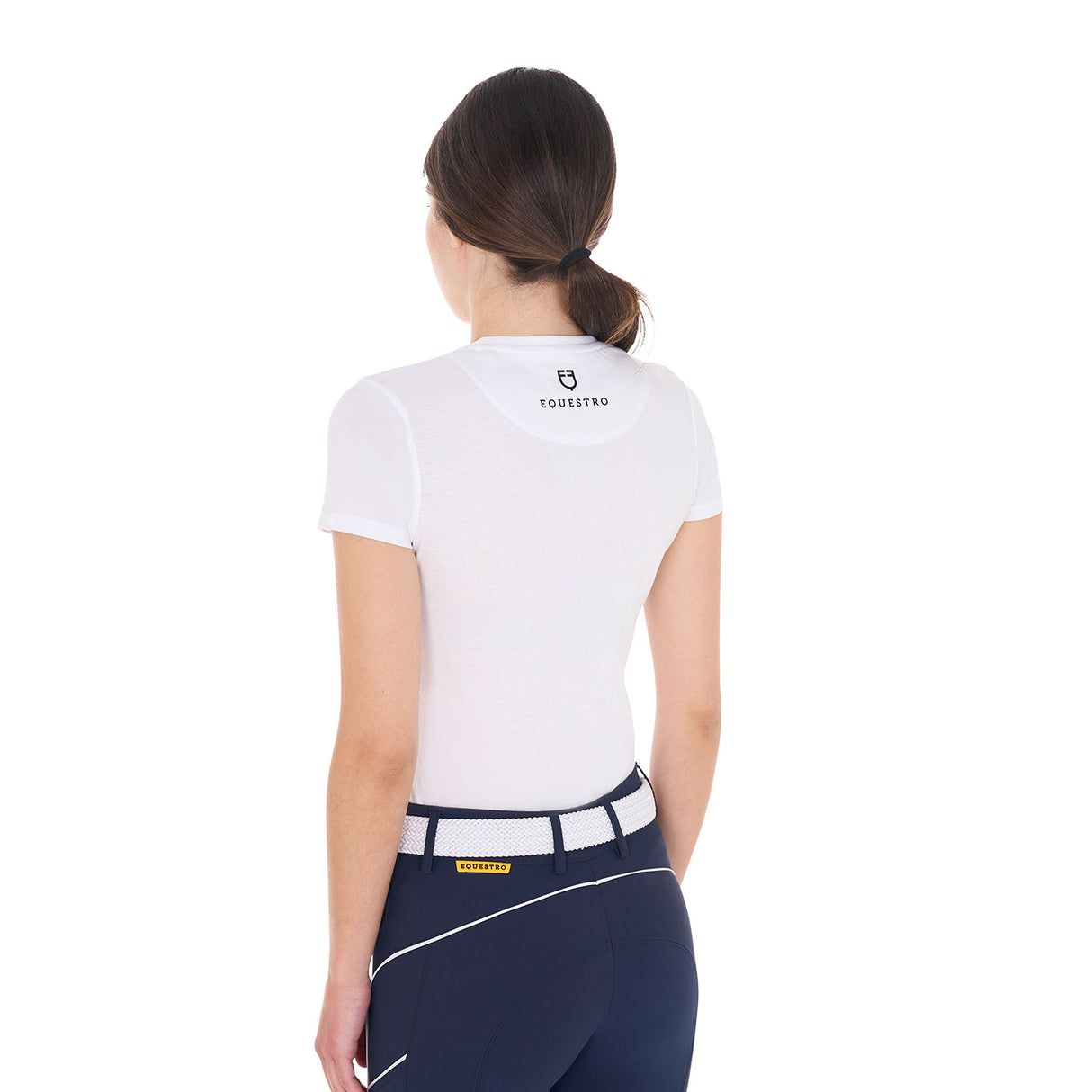 Equestro Women's Cannes Cotton T-Shirt With Rhinestones #colour_white