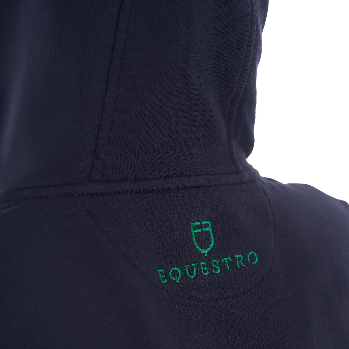 Equestro Women's Hoodie With Zip And Sponge Logo #colour_blue-green