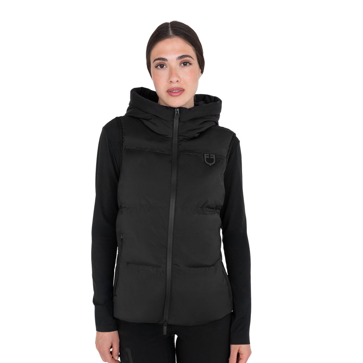 Women’s technical sleeveless jacket with hood Ridertechnology