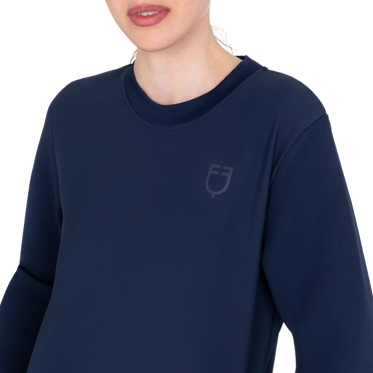 Women's technical crewneck sweatshirt with micro-mesh inserts