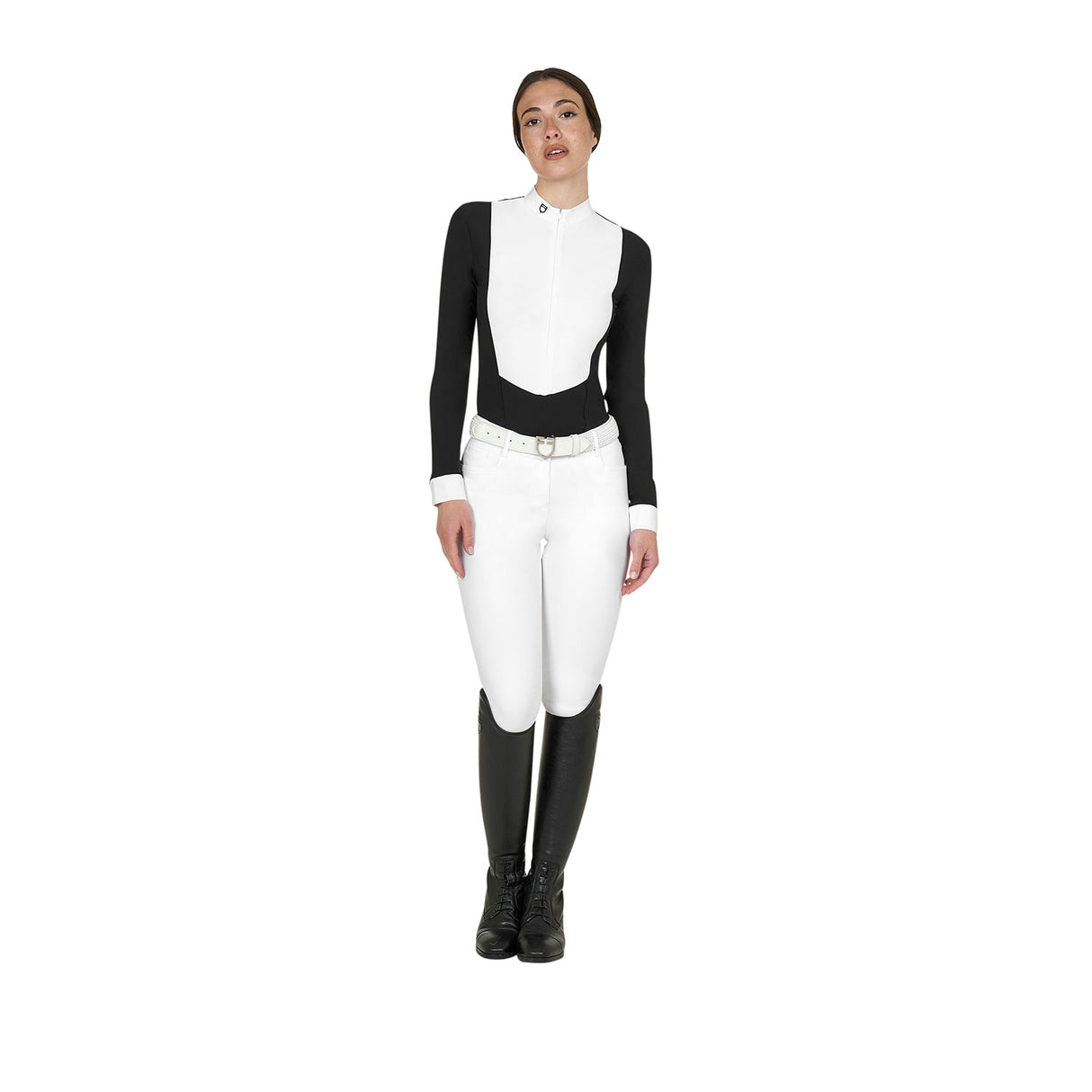 Women's long-sleeved competition polo shirt with zip