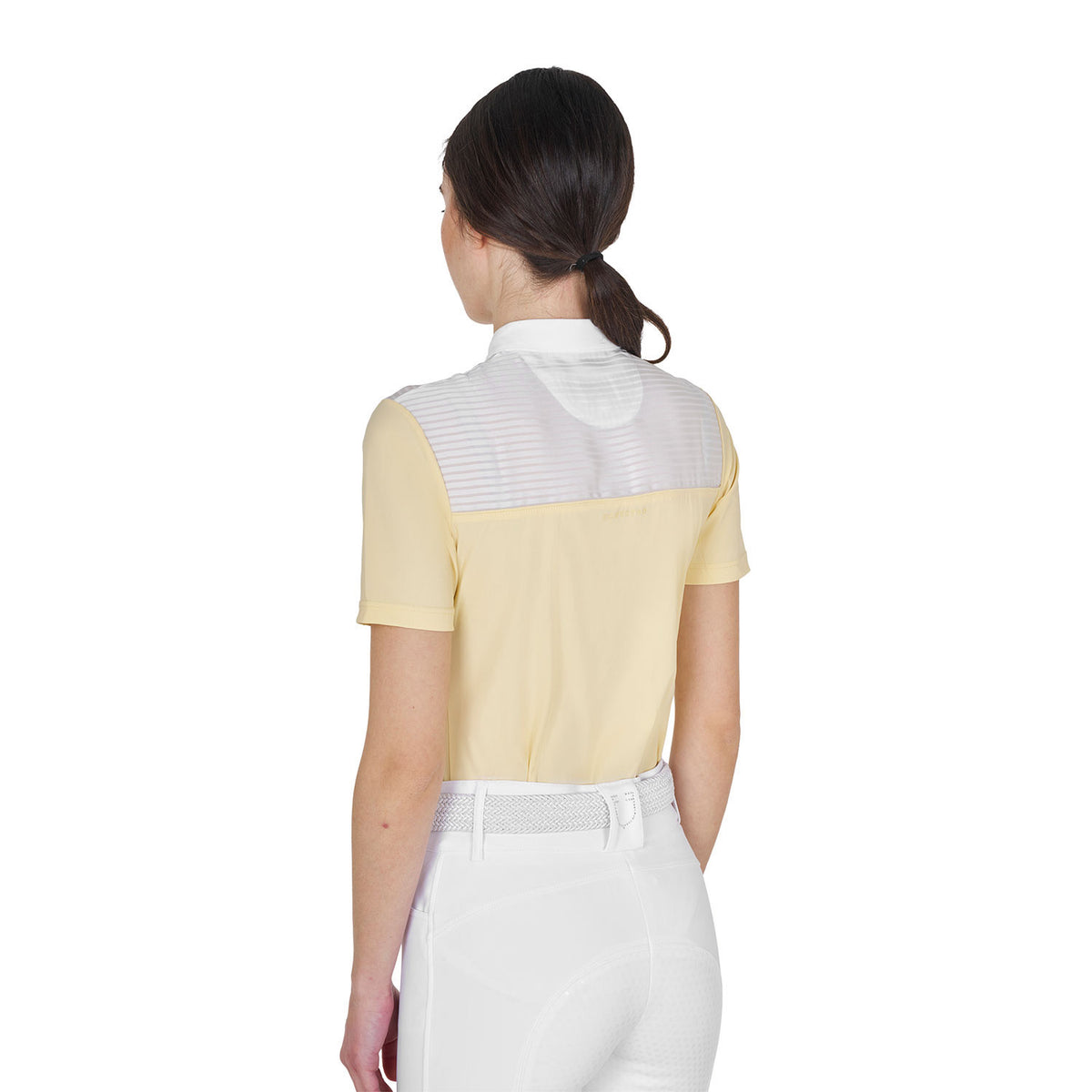 Women's slim fit competition polo shirt with silk-like fabric inserts