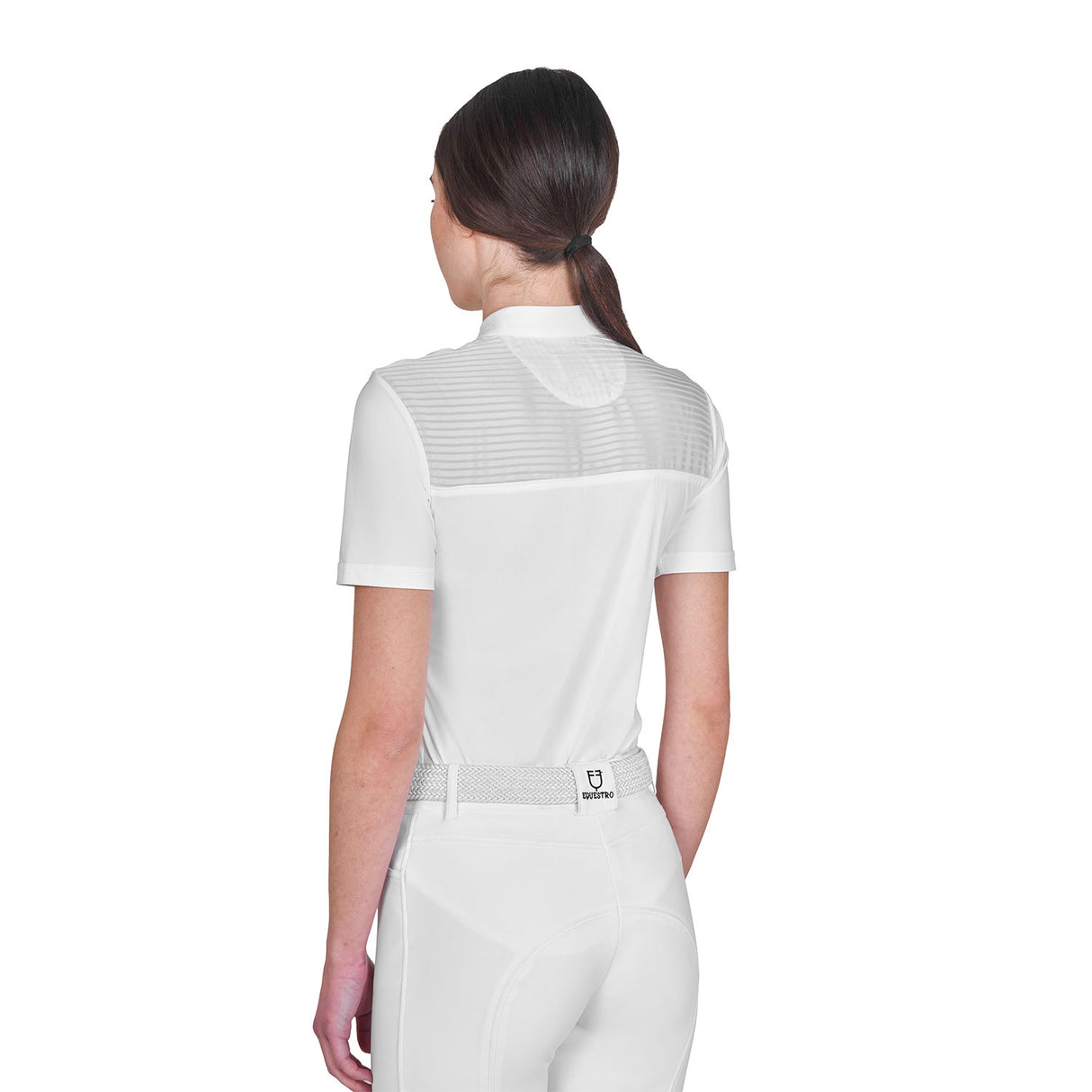 Women's slim fit competition polo shirt with silk-like fabric inserts