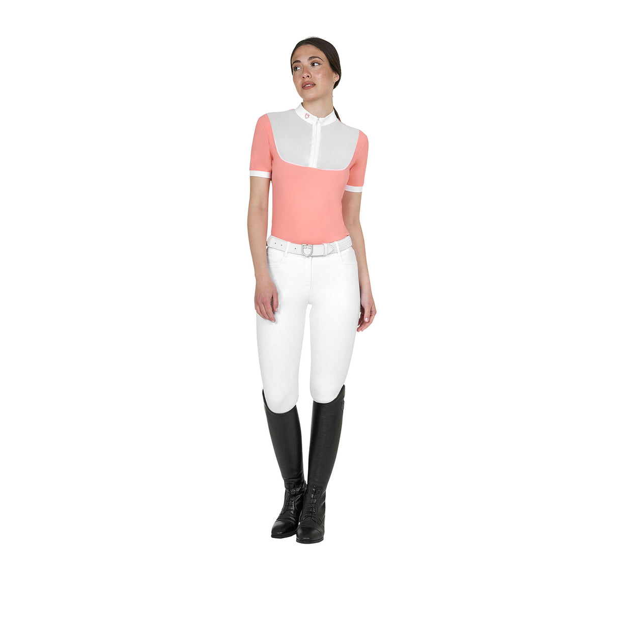 Elegant women's short-sleeve jacquard competition polo