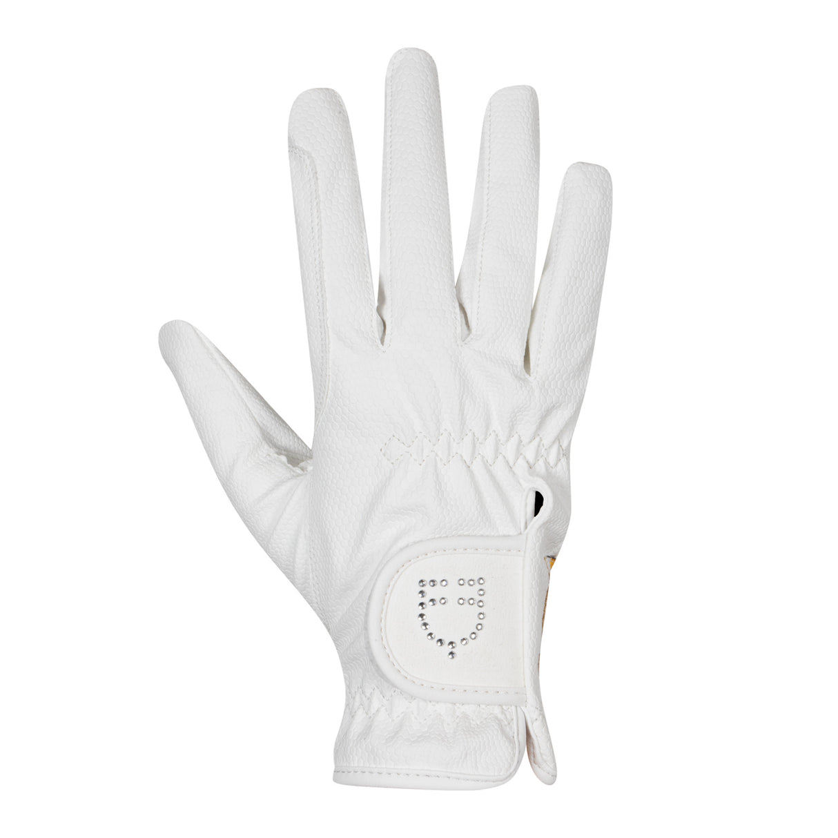 Equestro Women's Gloves In Soft Technical Fabric With Glitter Logo #colour_white