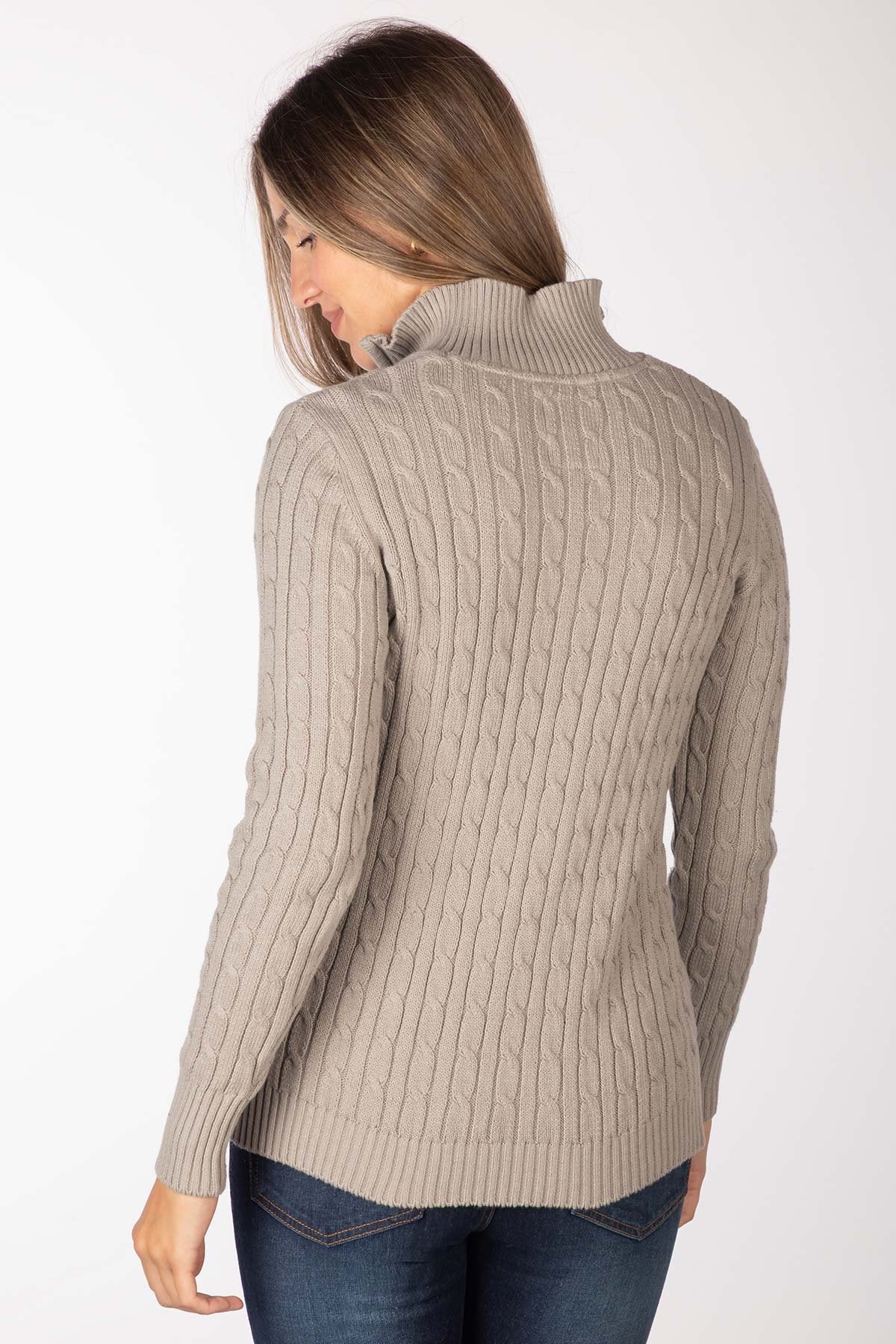 Rydale Ladies Quarter Zip Cable Knit Jumper - Emma